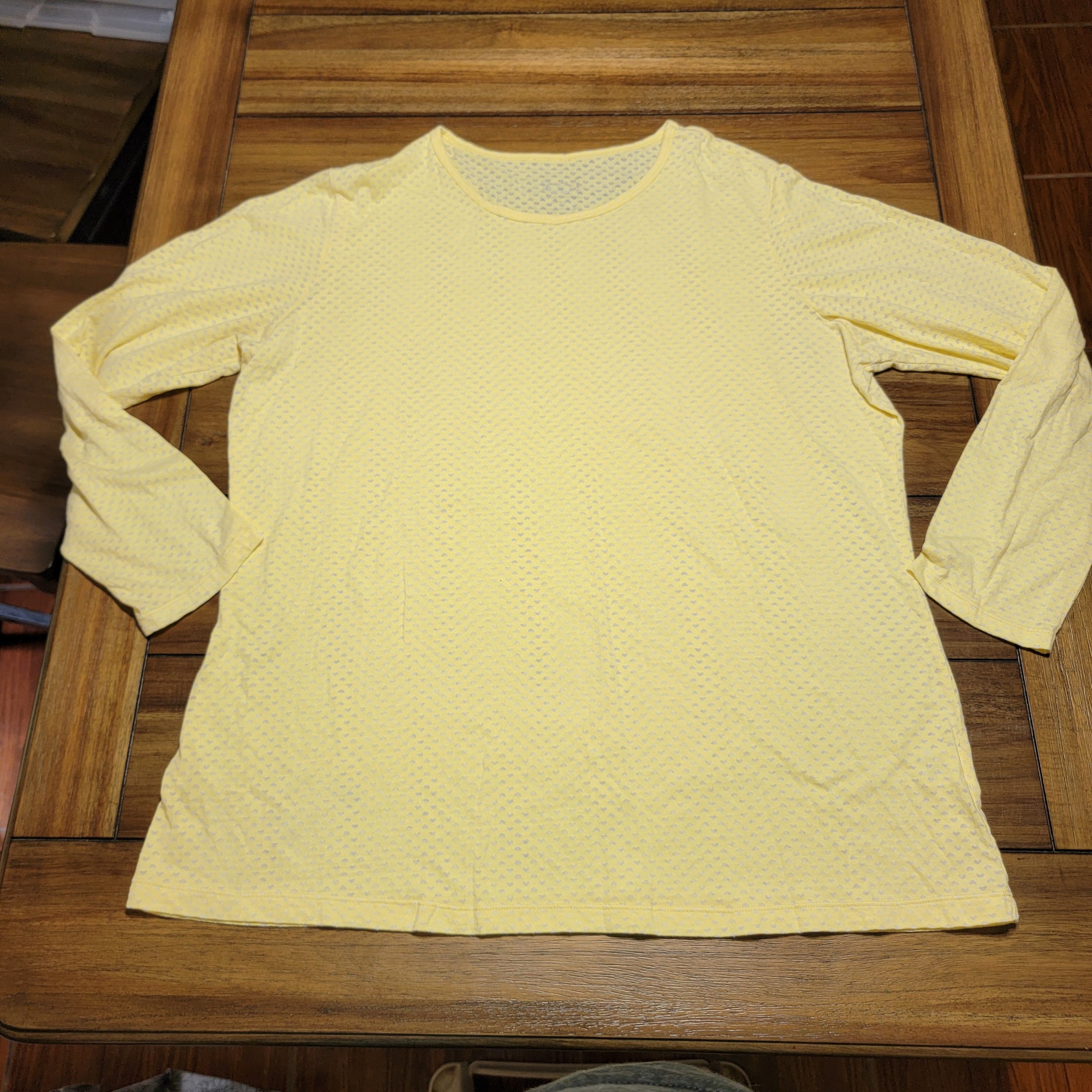 Kings Of Indigo KOI LS Yellow Blouse w/ All Over Heart - Size 2XL Size XXL / US 16-18 / IT 52-54 - 1 Thumbnail