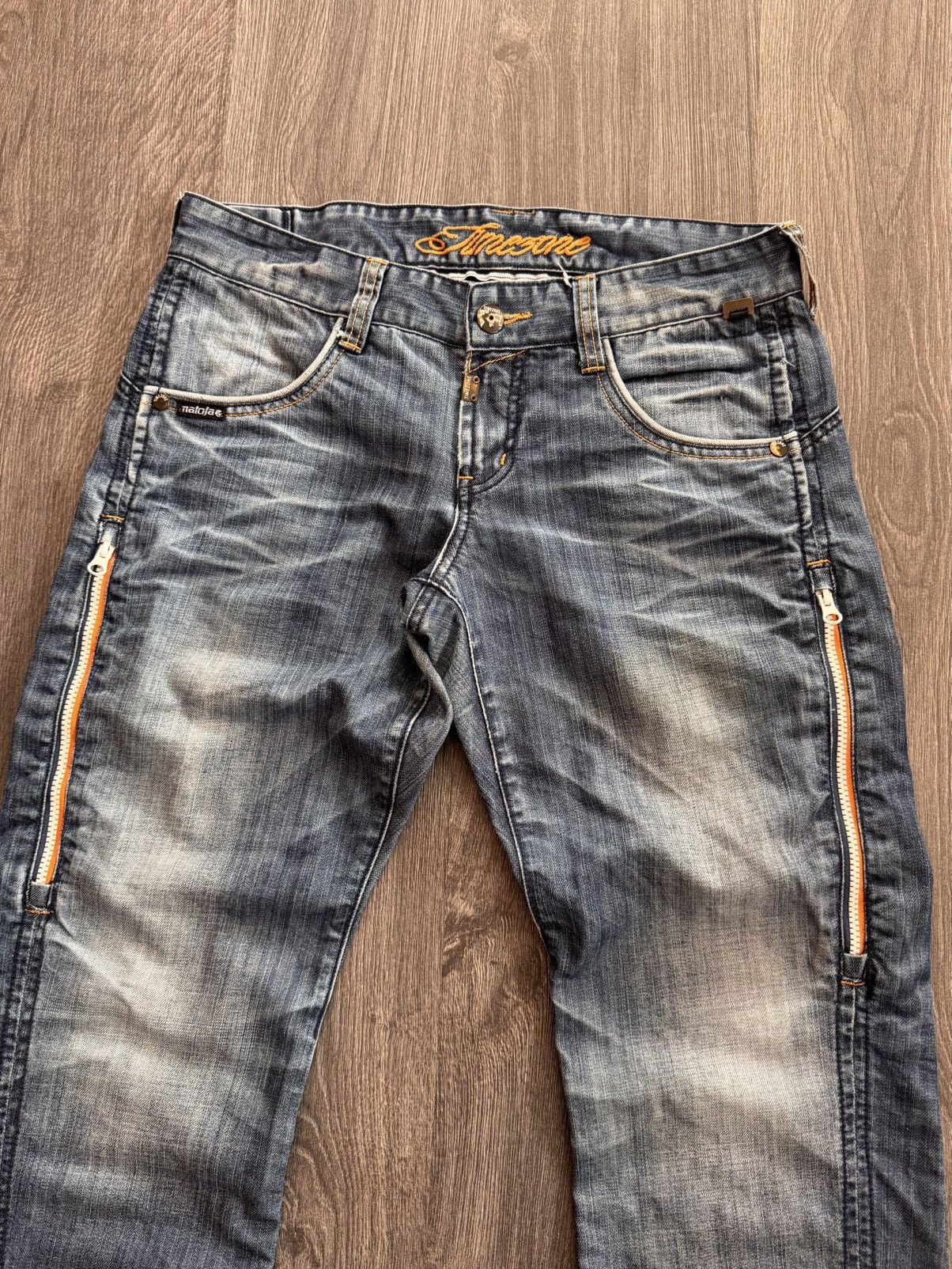 Japanese Brand Crazy Zip Baggy Ebroidered Jeans 32 size Size US 32 / EU 48 - 4 Thumbnail