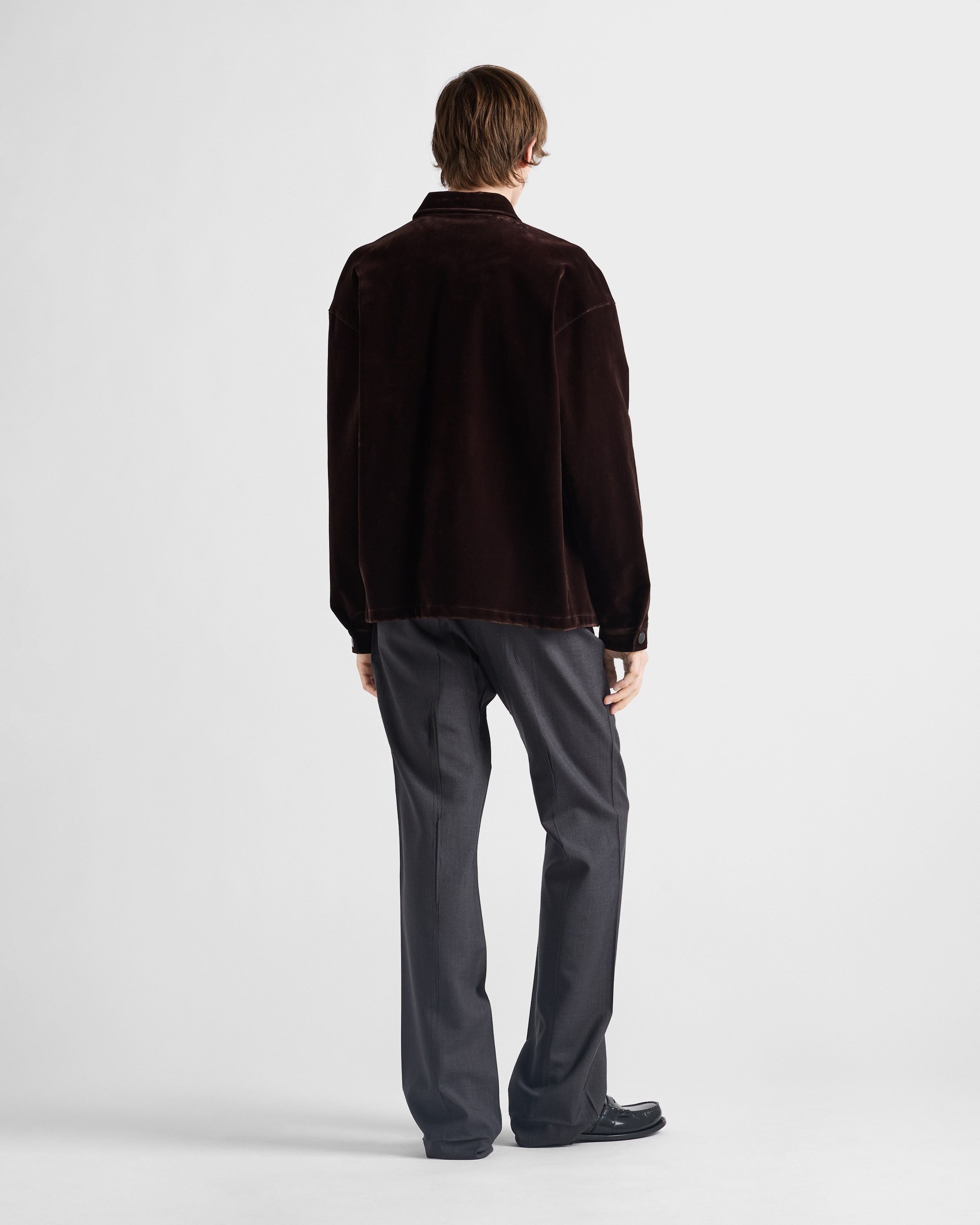 Prada o1bcso1str1025 Velvet Denim Shirt in Brown Size US XL / EU 56 / 4 - 5 Thumbnail