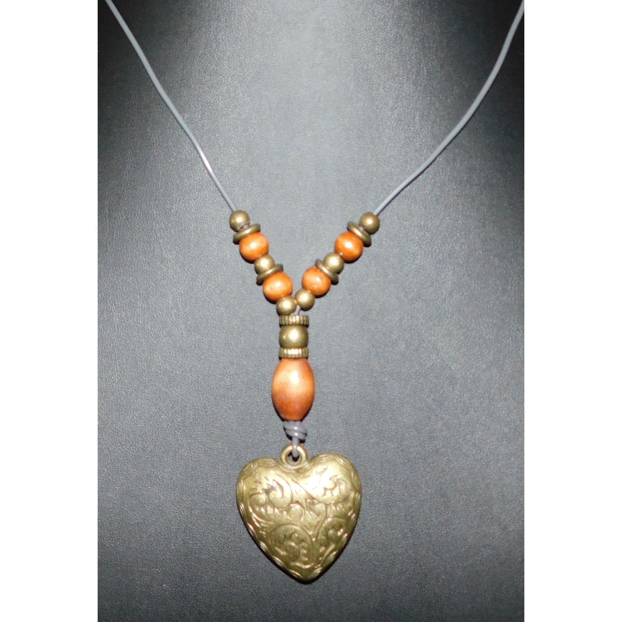 Other Vintage Romantic Puffed Heart Gold Tone Necklace Size ONE SIZE - 1 Thumbnail