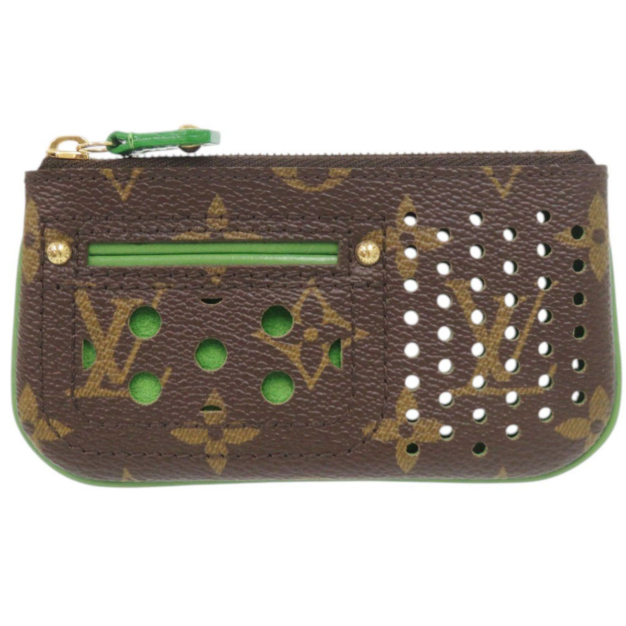 Louis Vuitton Like New Louis Vuitton Pochette Clé M95186 Monogram Perfo Green Wallet/Coin Case LV 0397LOUIS VUITTON Size ONE SIZE - 1 Thumbnail