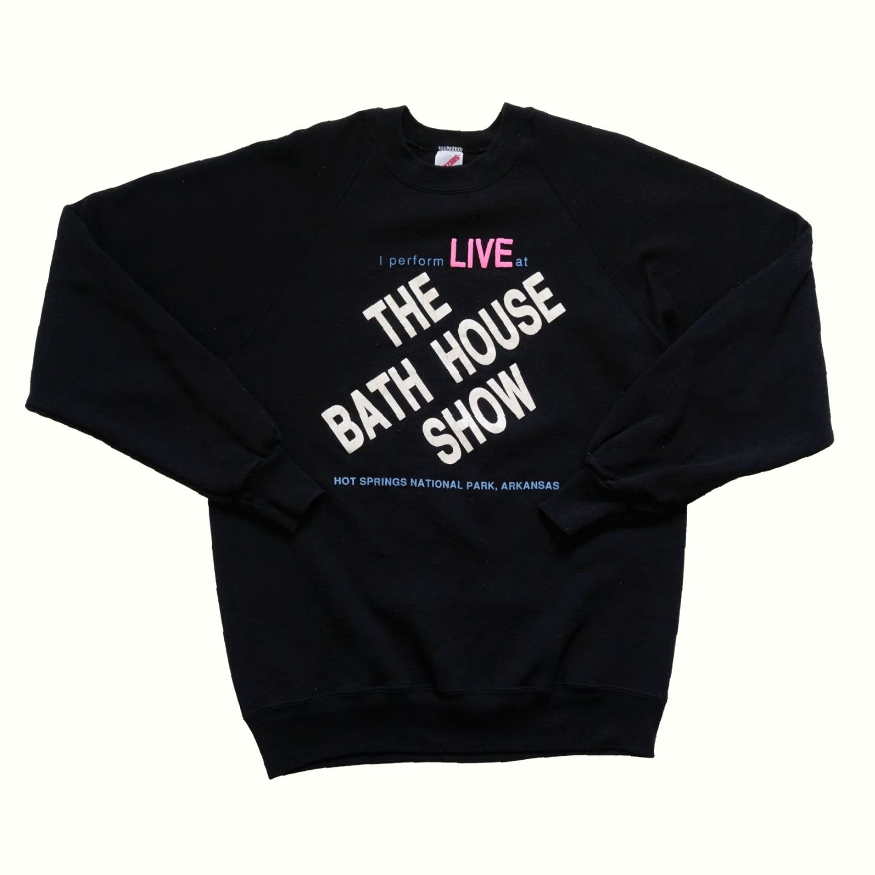 Fruit Of The Loom VINTAGE 80s 70s RETRO EROTICA BATH HOUSE HOT SPRINGS BLACK CREWNECK SWEATSHIRT XL MEN Graphic Print Shirt/Pullover Crew Neck Cotton Fleece Long Sleeve Size US XL / EU 56 / 4 - 2 Thumbnail