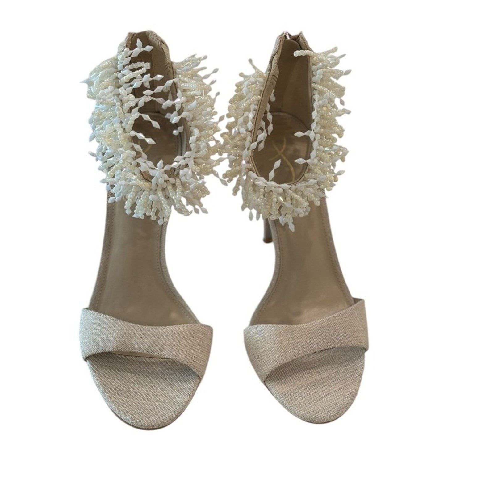 Sam Edelman Sam Edelman Gillie Sand Linen Beaded Heels Womens Size 8 Size US 8 / IT 38 - 11 Thumbnail