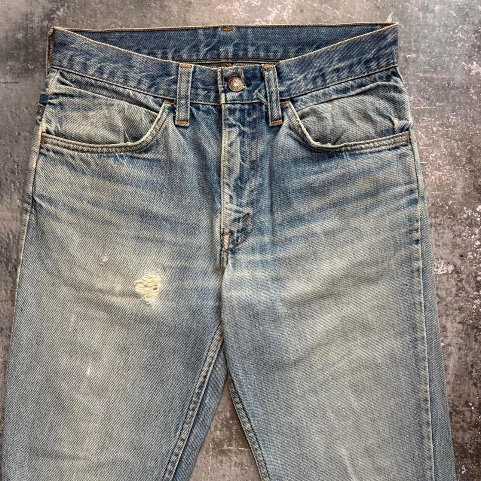 Levi's × Vintage Vintage 70s Levis Bell Bottoms Orange Tab Big E Distressed. Size 28" / US 6 / IT 42 - 4 Thumbnail