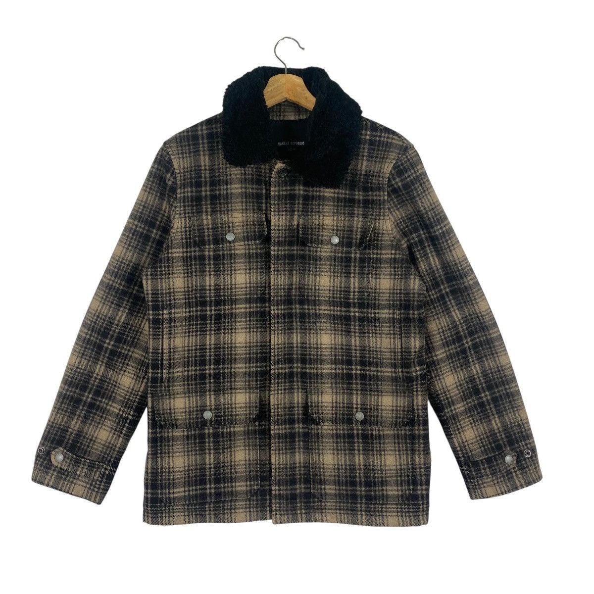 Banana Republic Banana Republic Wool Plaid Button Jacket M Size Brown/Black Size US M / EU 48-50 / 2 - 1 Thumbnail