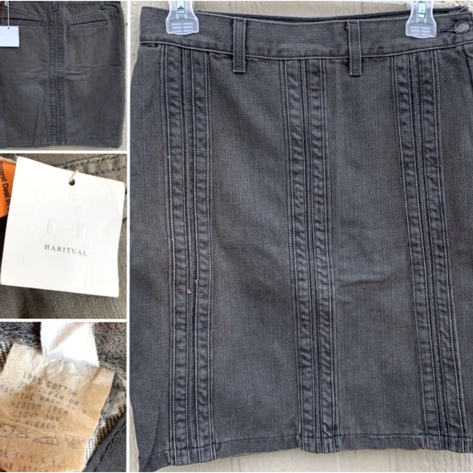 Vintage VINTAGE Habitual Thick Panel Skirt Cement Gray Denim 26 Women Adult Regular Cotton 100% USA Cement Size 26" / US 2 / IT 38 - 2 Thumbnail