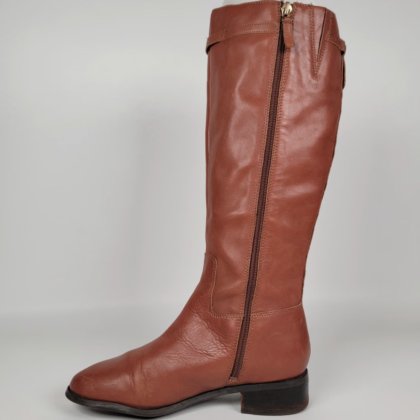 Franco Sarto Franco Sarto Barbara Brown Leather Tall Side Zip Riding Moto Boots Womens 7.5 M Size US 6 / IT 36 - 5 Thumbnail