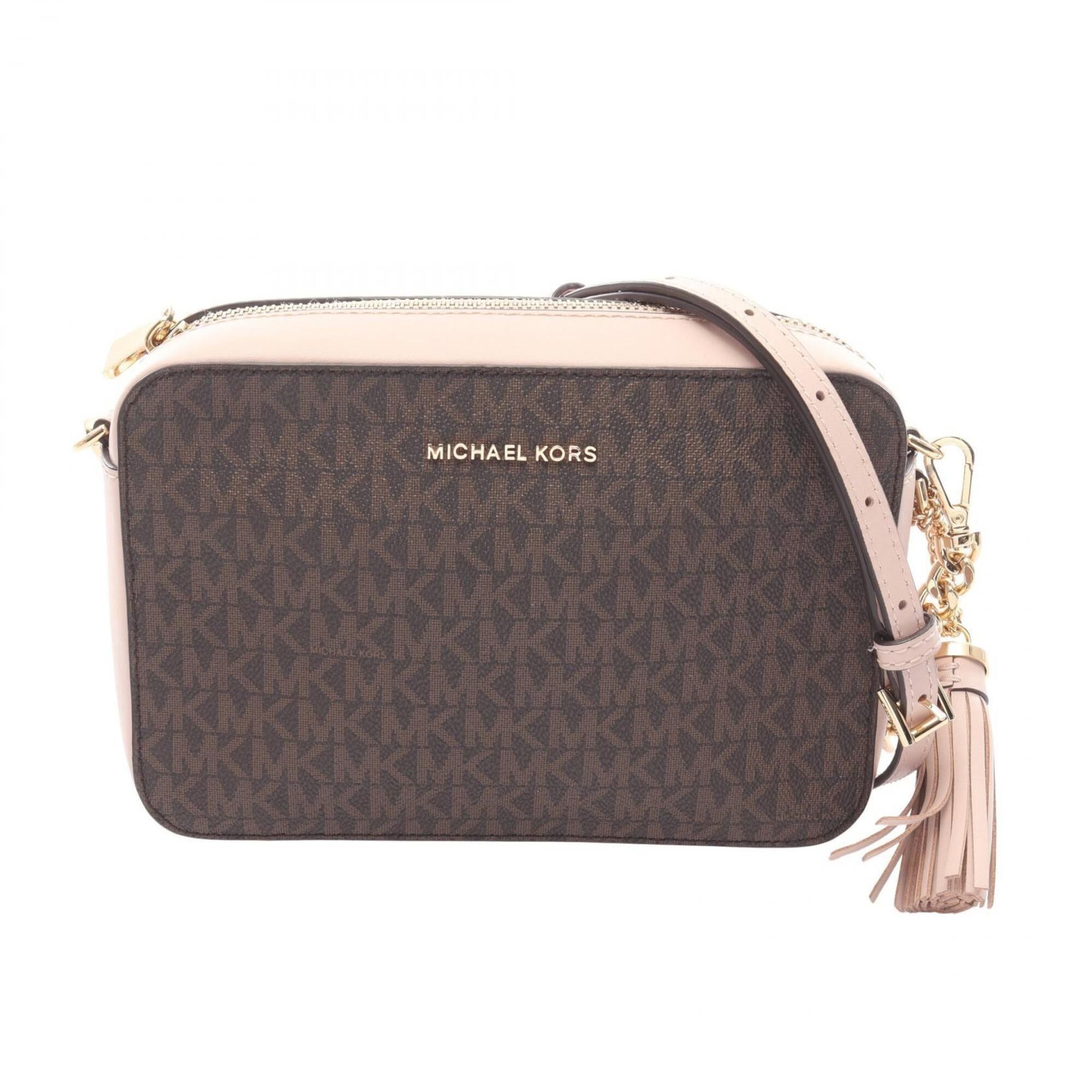 Michael Kors Michael Kors GINNY Medium Shoulder Bag/Handbag, Coated Canvas and Leather, Women's, Brown/Pink, 32F8GF5M2B Size ONE SIZE - 1 Thumbnail