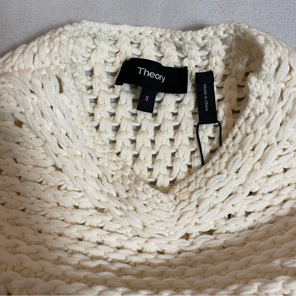 Theory NWT New $395 Theory Mesh Knit Long Sleeve Natural Cotton Bl Size S / US 4 / IT 40 - 6 Thumbnail
