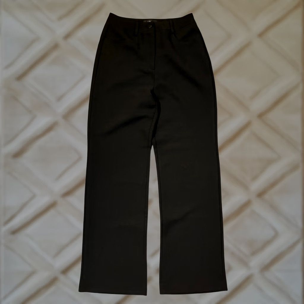 Lulus Lulus Black Wide Leg High Waisted Trousers Pants Women Size S Workwear Formal Wrinkle-Resistant Pockets Lined Stretch Crepe Size 28" / US 6 / IT 42 - 1 Thumbnail