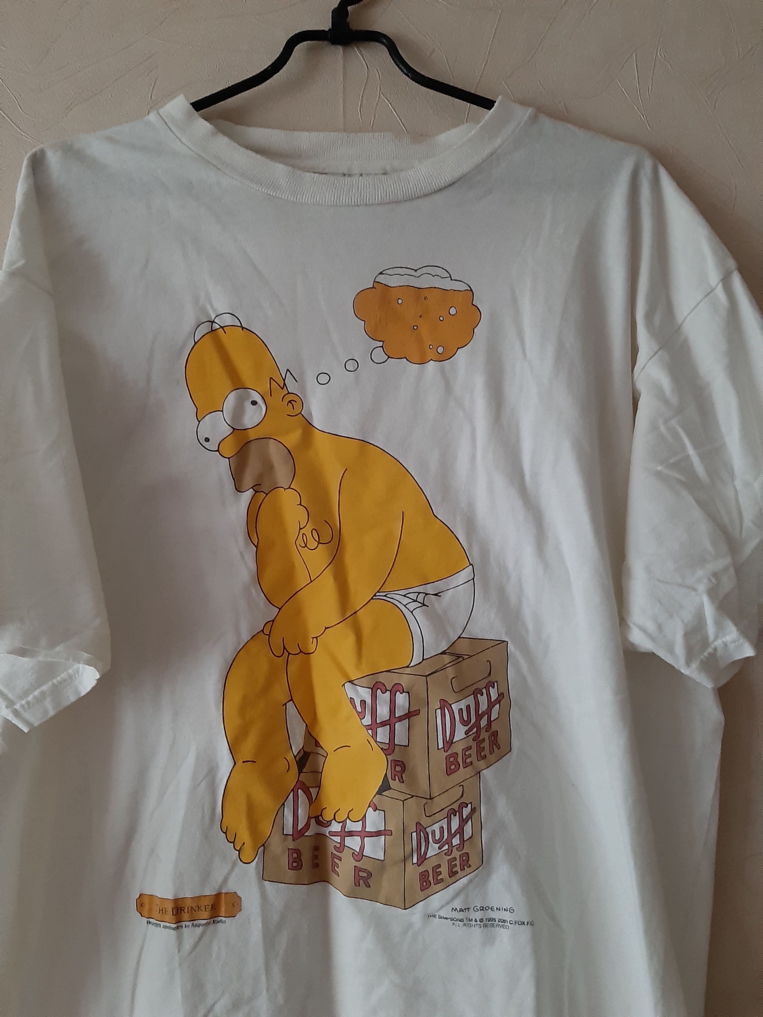 The Simpsons × Tultex × Vintage HOMER SIMPSON "THE DRINKER " DUFFY T SHIRT 1995 Size US XL / EU 56 / 4 - 2 Thumbnail