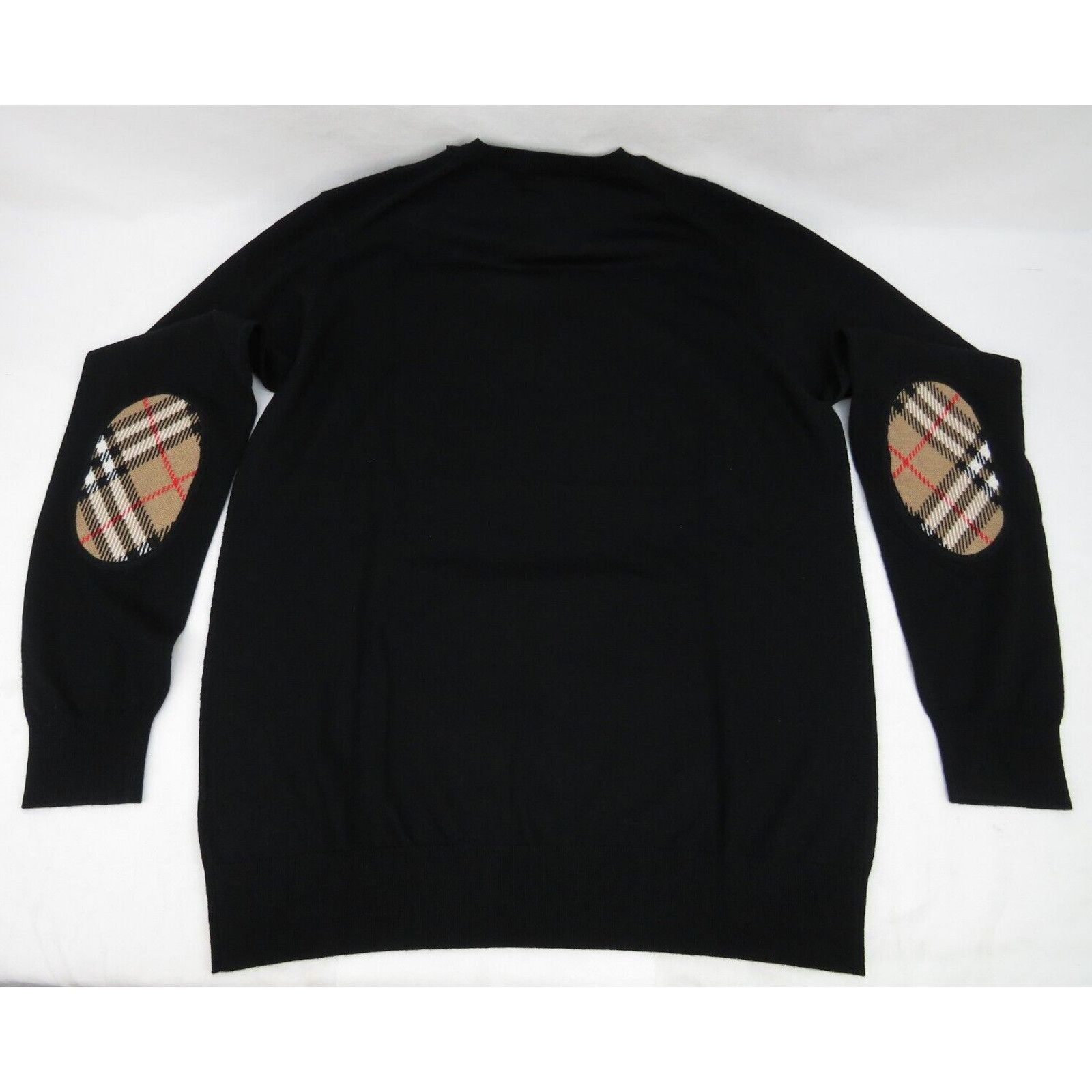 Burberry BEMPTON BLACK WOOL ELBOW CHECK PATCHES PULLOVER SWEATER S Size S / US 4 / IT 40 - 9 Thumbnail