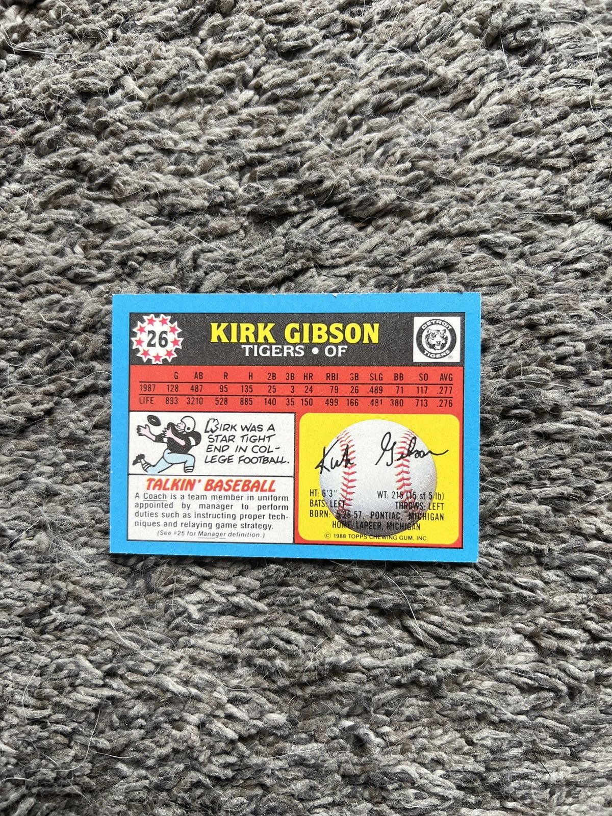 MLB 1988 Topps #26 Kirk Gibson Card Size ONE SIZE - 2 Thumbnail