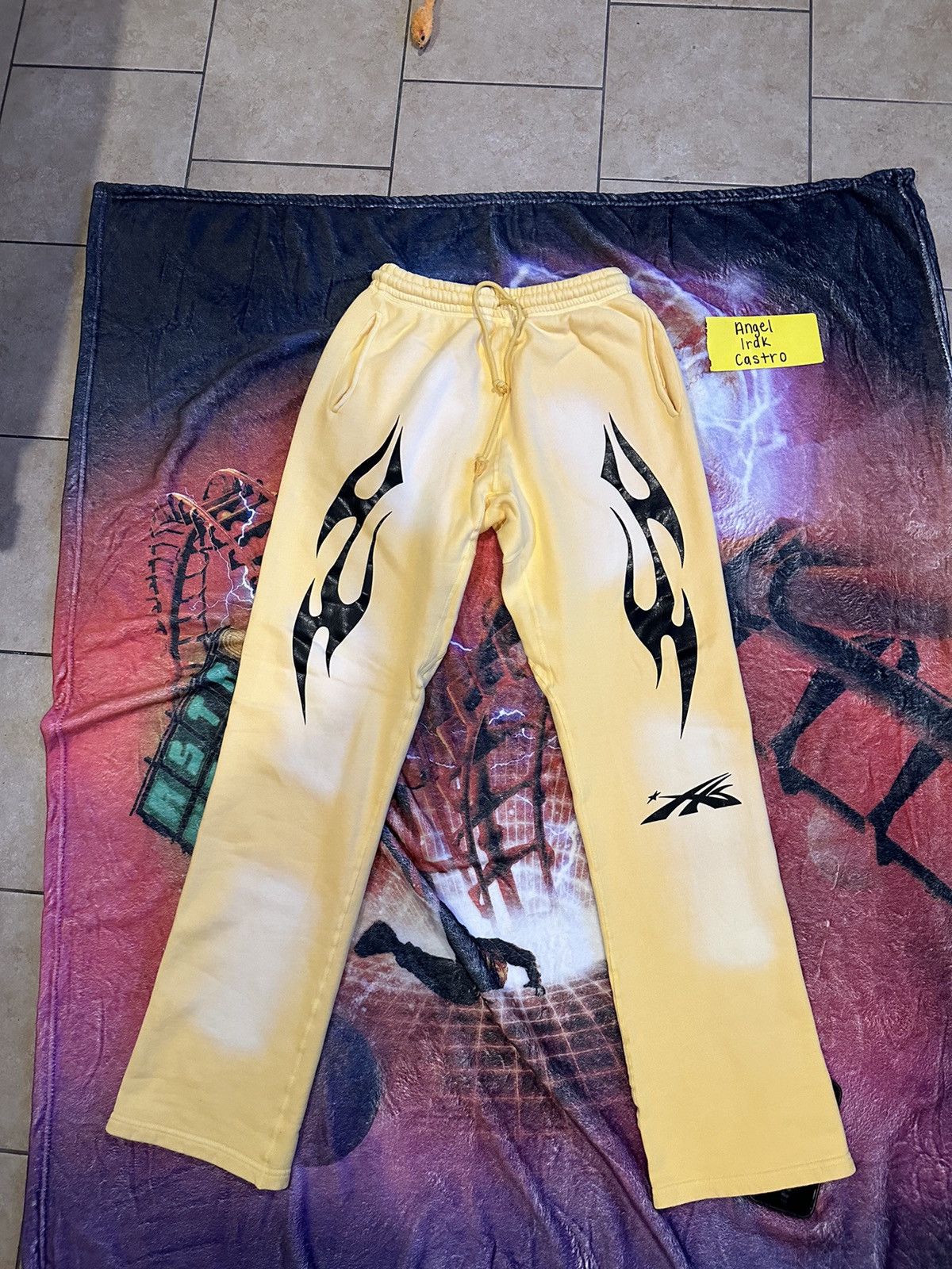 image of Hellstar Sports Flared Sweatpants in Yellow, Men's (Size 33)