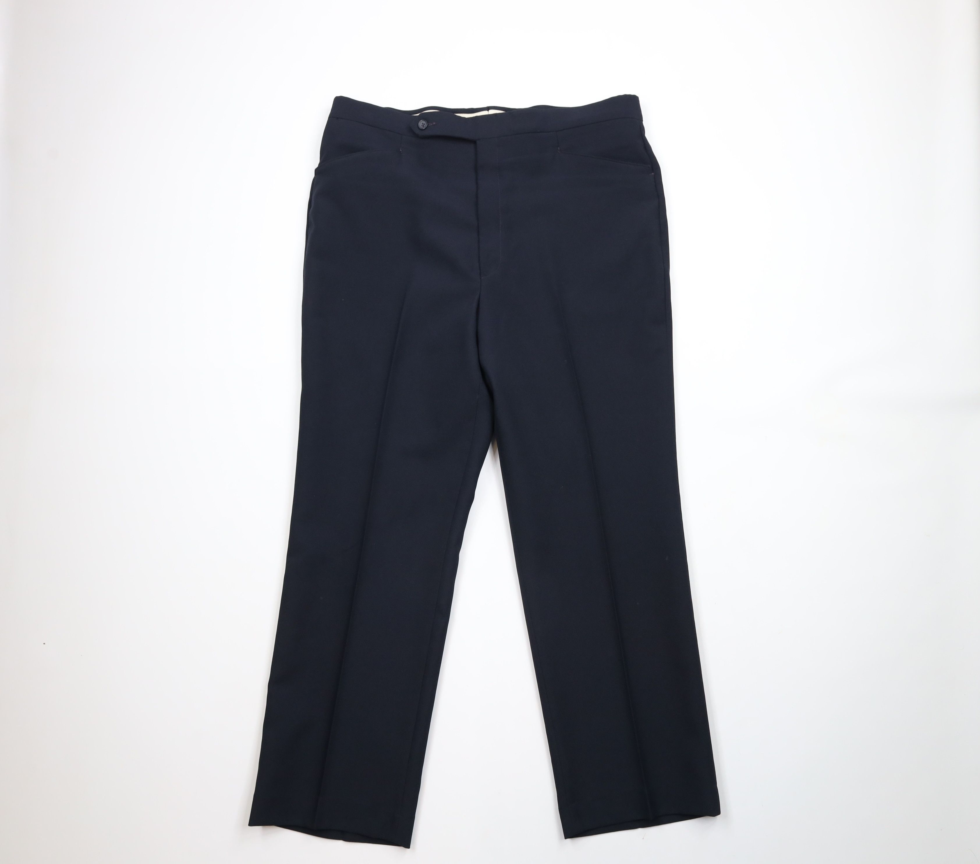 Vintage Vintage 70s Streetwear Wide Leg Chino Pants Navy Blue USA Size US 36 / EU 52 - 1 Thumbnail