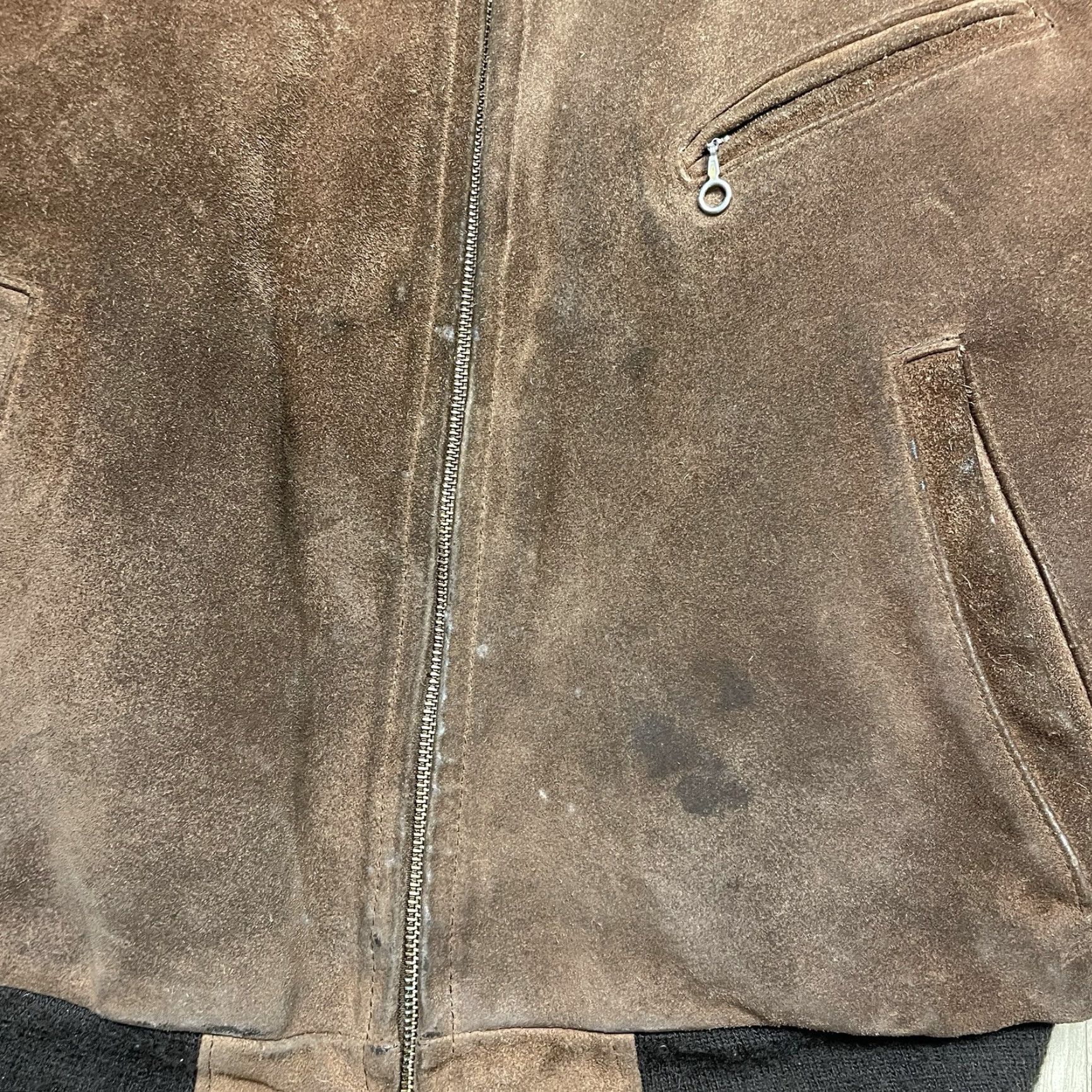 Schott VINTAGE SCHOTT Bomber Leather Jacket Mens L Brown Suede Leather Jacket Vintage 80s 70s Cossack Zip Pockets Size US L / EU 52-54 / 3 - 6 Thumbnail