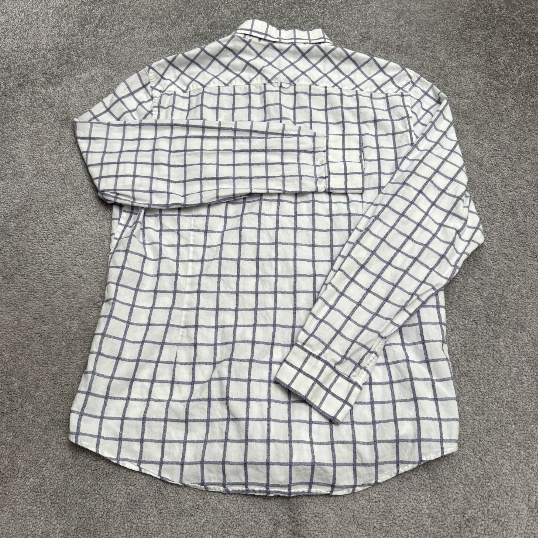 Ben Sherman Ben Sherman Slim Fit Windowpane Button Down Shirt Men XL Blue White Check Cotton Size US XL / EU 56 / 4 - 2 Thumbnail