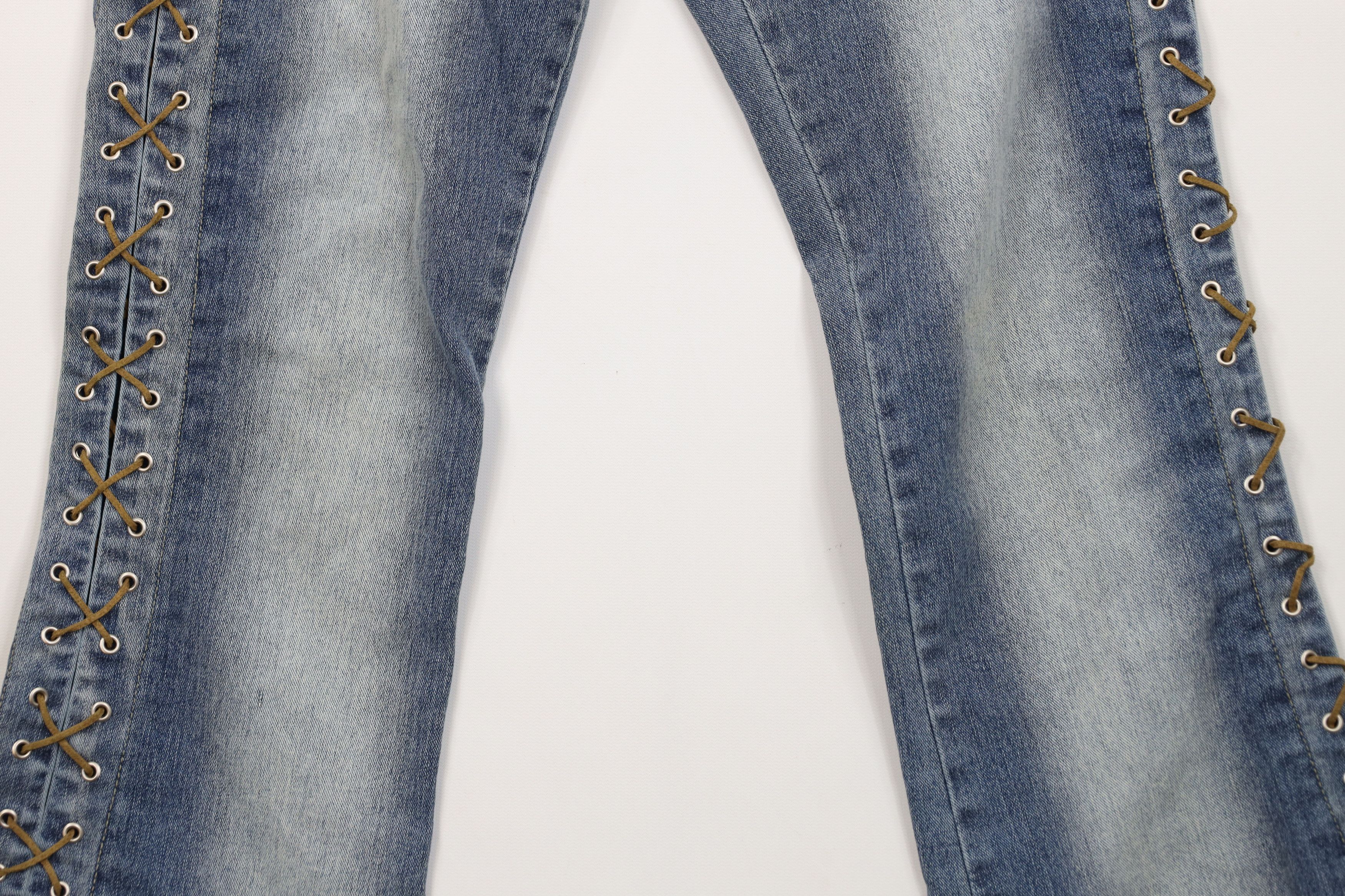 Vintage Vintage 90s Y2K Babydoll Tie Flared Wide Leg Denim Jeans Size 27" / US 4 / IT 40 - 3 Thumbnail