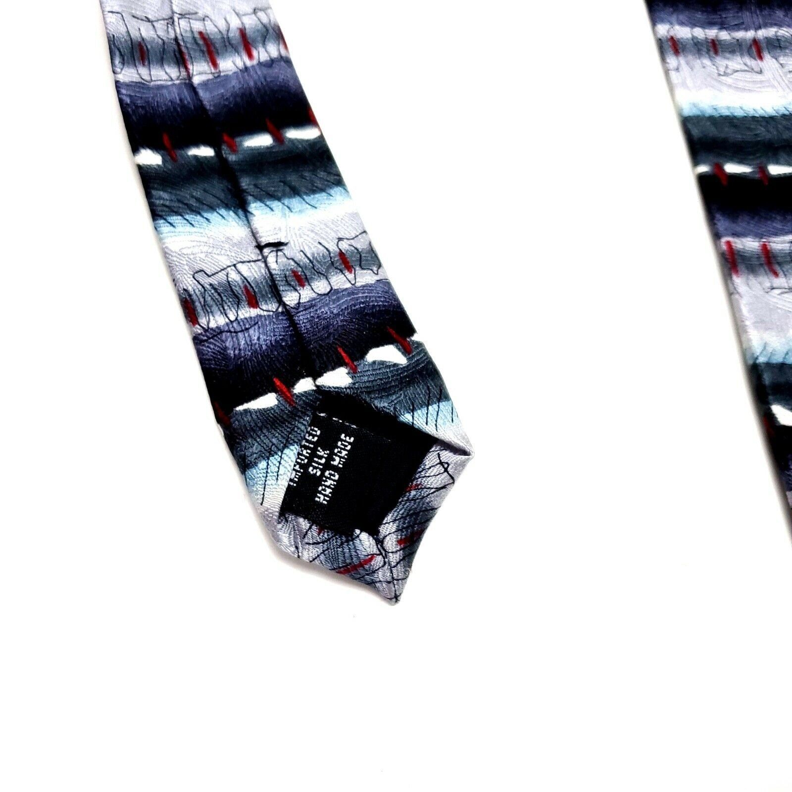J Ferrar J Ferrar Silk Tie Abstract Silver Wide Print Size ONE SIZE - 4 Thumbnail