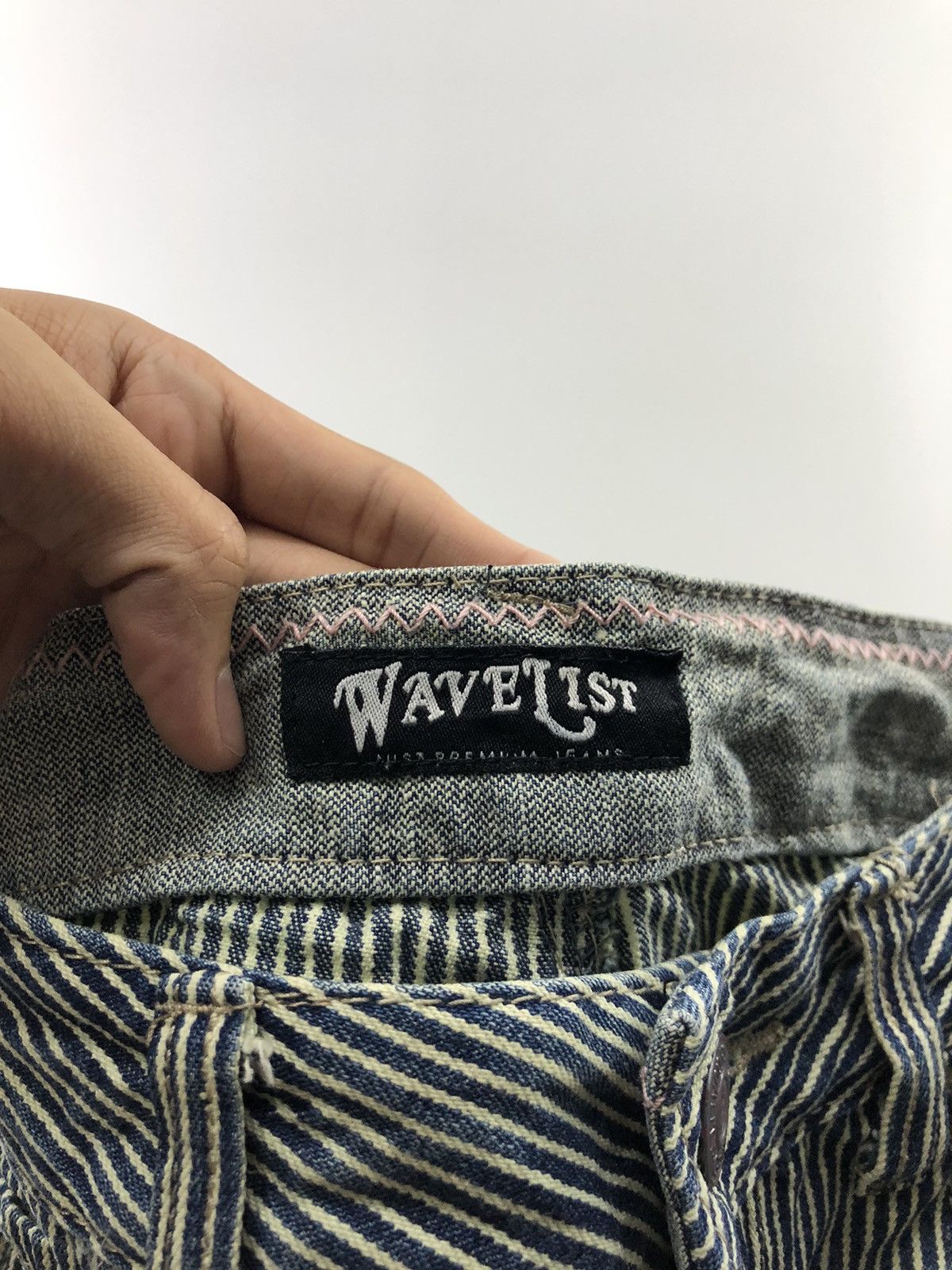 Japanese Brand Vintage Japanese Wave List Distressed Hickory Stripe Jeans Size US 29 - 18 Thumbnail