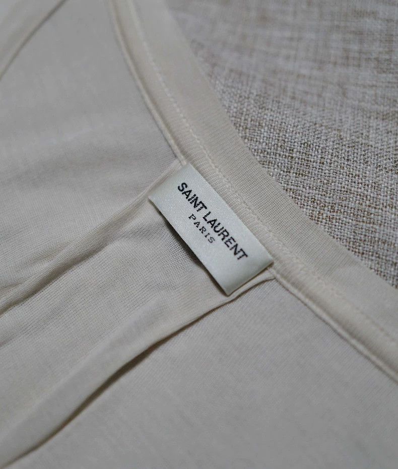 Saint Laurent Paris Saint Laurent Paris Off-white stone washed mulberry silk T Size S / US 4 / IT 40 - 3 Thumbnail