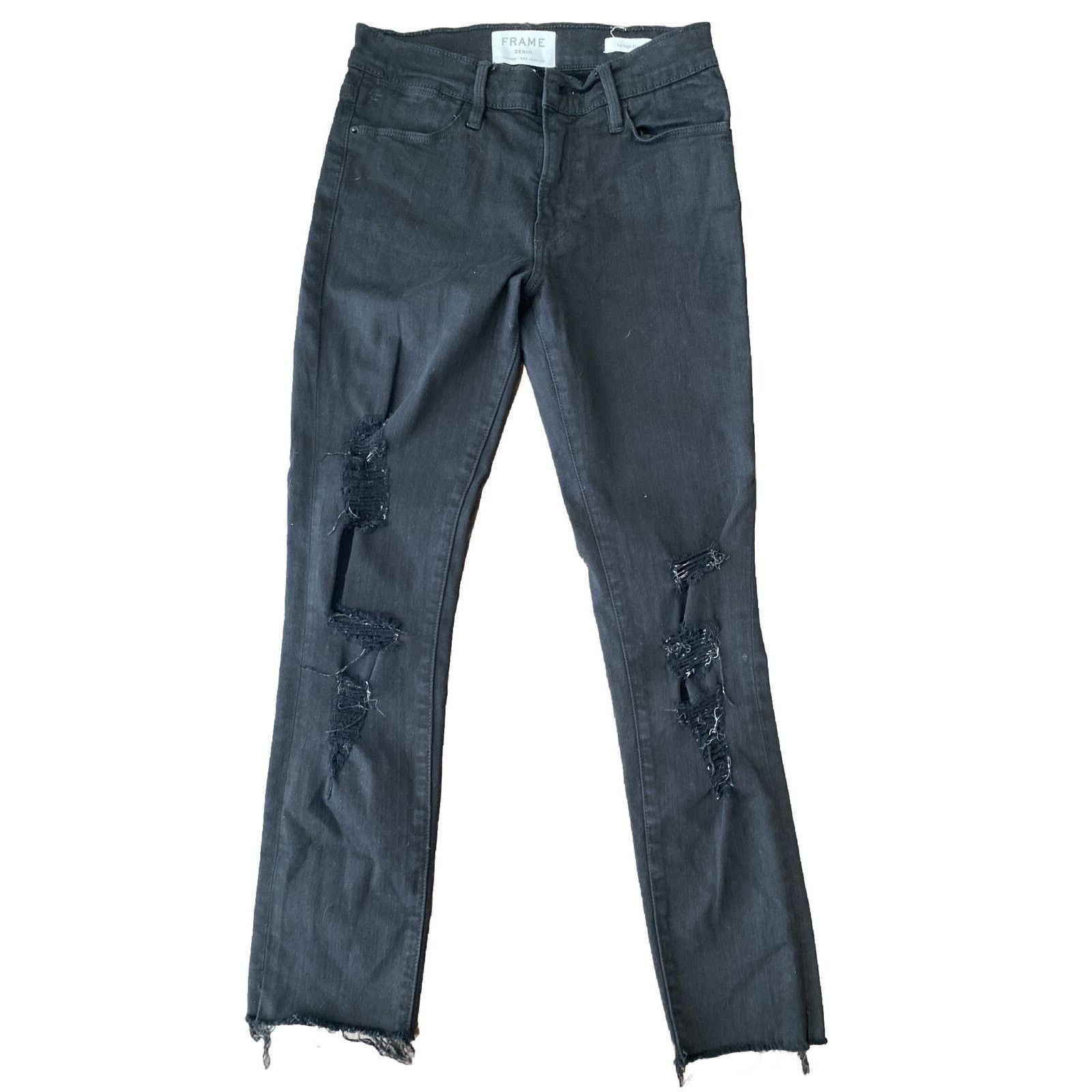 Frame FRAME Denim Le High skinny Jeans Women's 25 Black Film Rip Size 25" / US 0 / IT 36 - 2 Thumbnail
