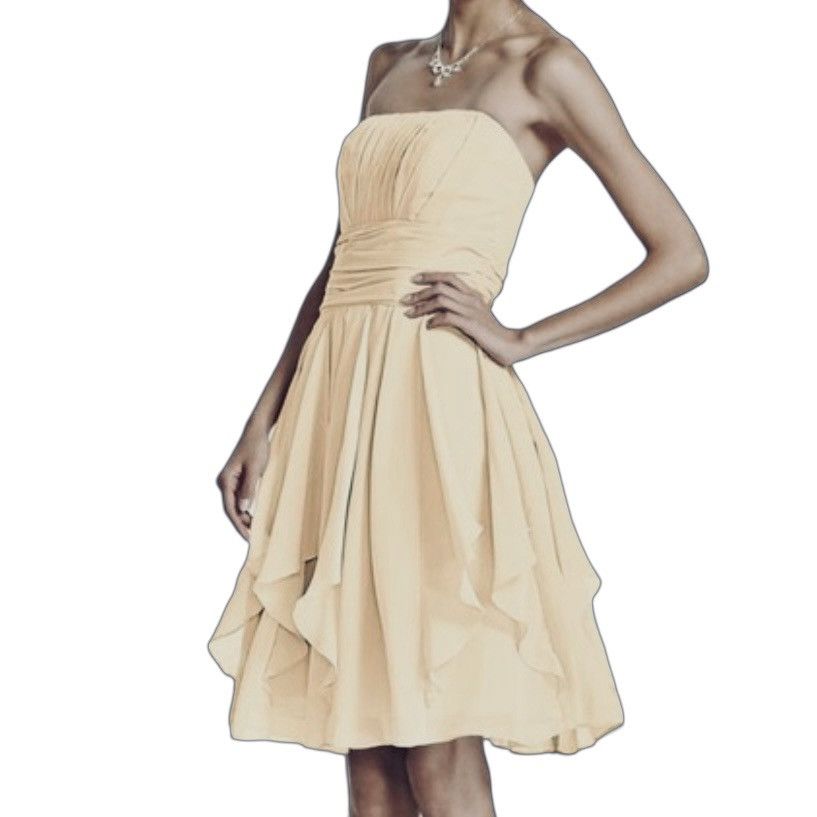 Other David's Bridal Dress Yellow F14169 Chiffon Prom Formal Size S / US 4 / IT 40 - 3 Thumbnail