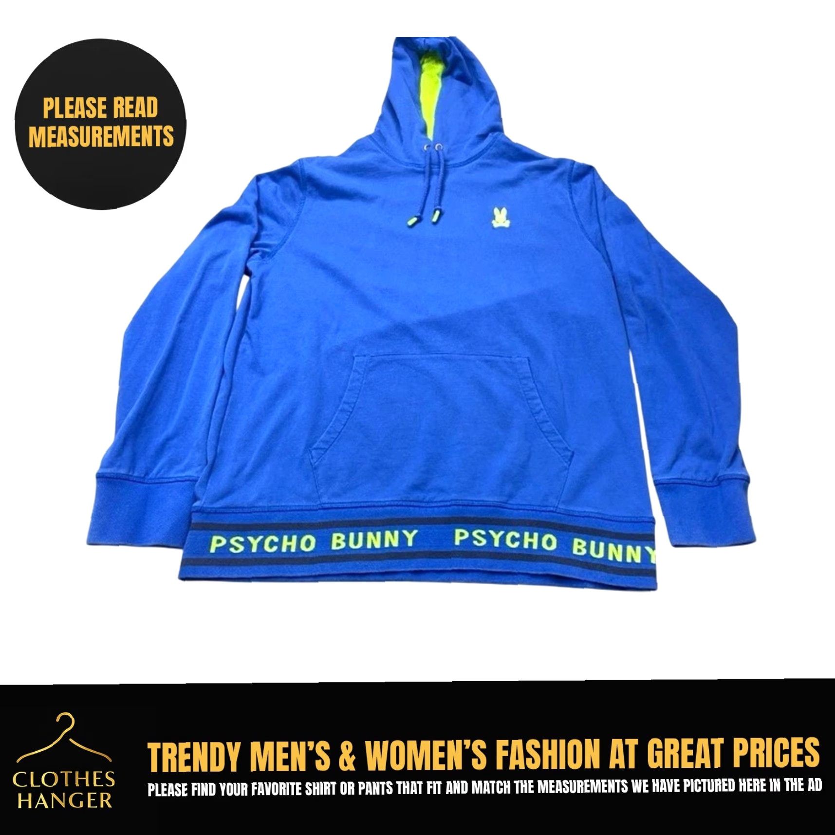 Psycho Bunny Psycho Bunny Hoodie Mens 2XL Royal Blue Chartreuse Green Words Embroidered 8227 Size US XXL / EU 58 / 5 - 2 Thumbnail