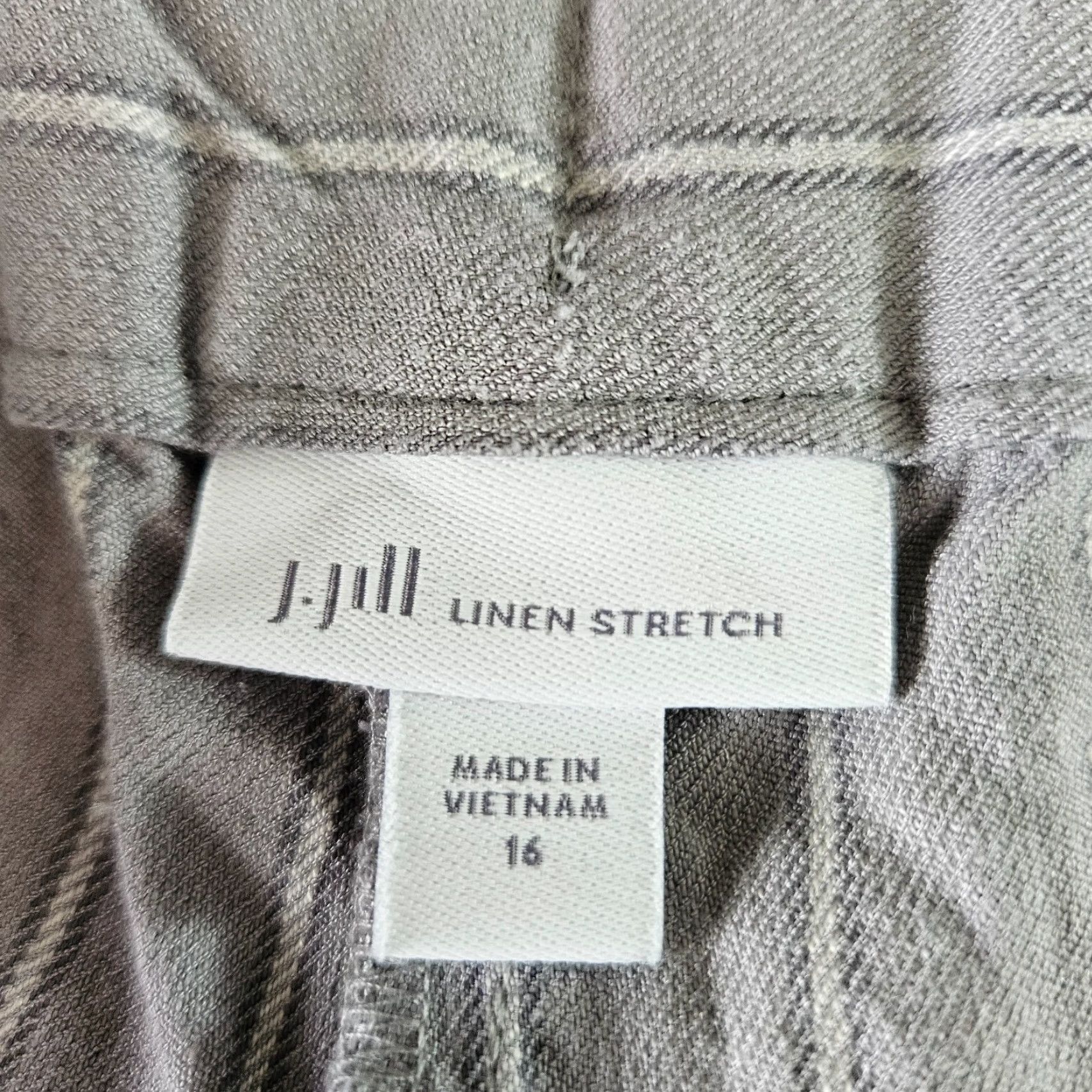 J. Jill J Jill Womens Cropped Pants 16 Linen Stretch Gray Stripe Mid Rise Size 38" / US 16 / IT 52 - 7 Thumbnail