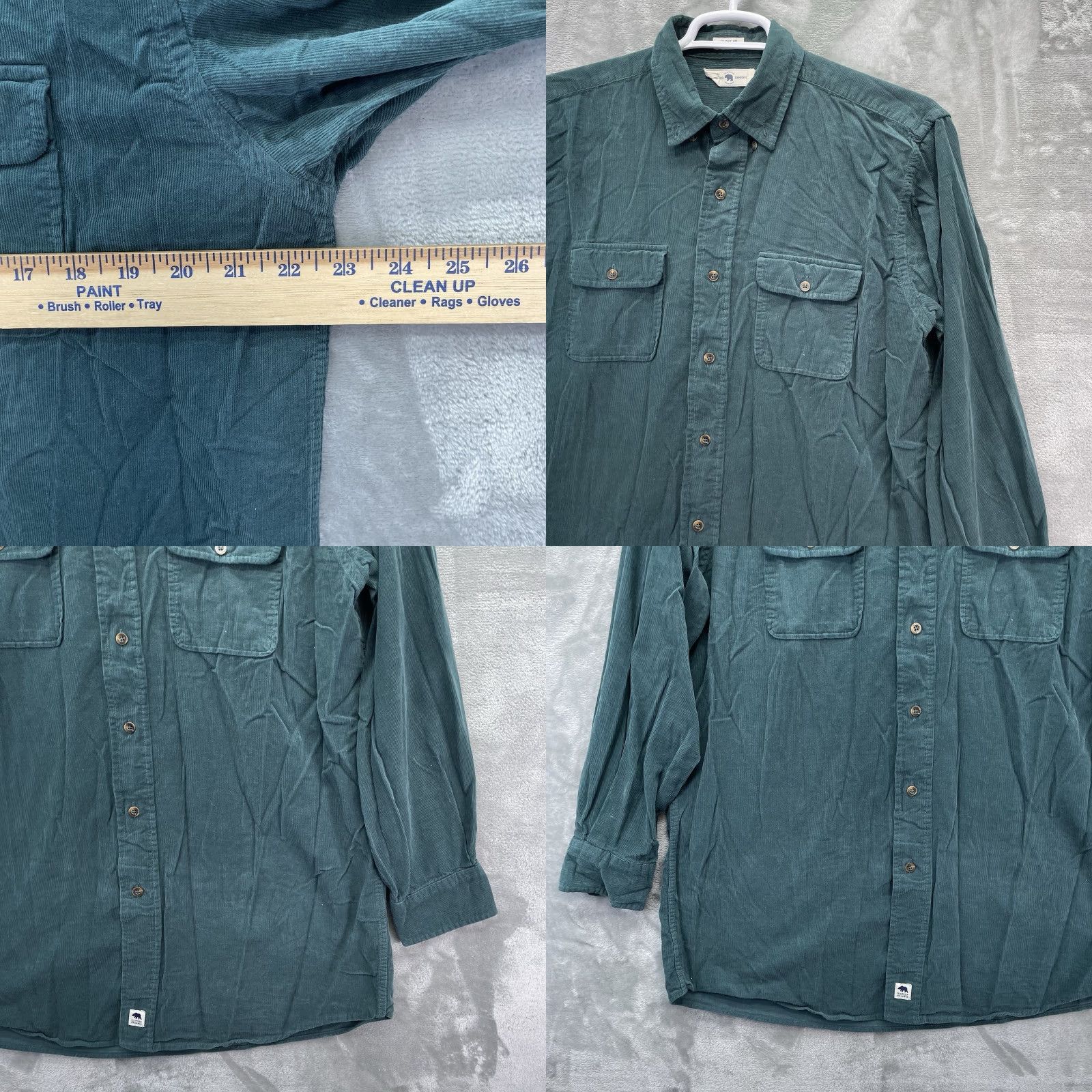 Vintage Onward reserve Shirt Men Large Corduroy Tailored Preppy Solid Green Casual Button-Up Size US L / EU 52-54 / 3 - 8 Thumbnail