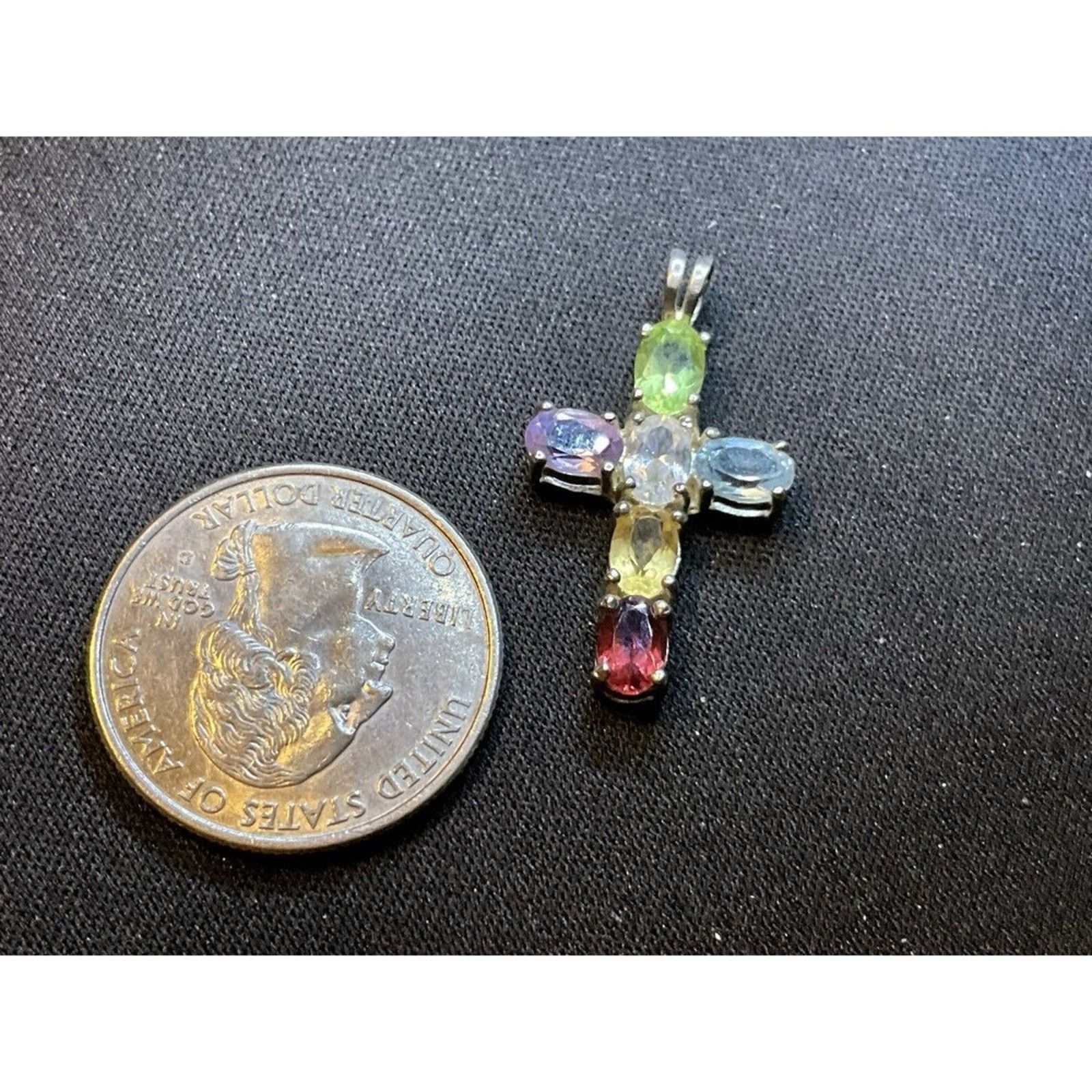 Other 925 Silver Citrine Topaz Perido Amethyst Garnet Cross Size ONE SIZE - 5 Thumbnail