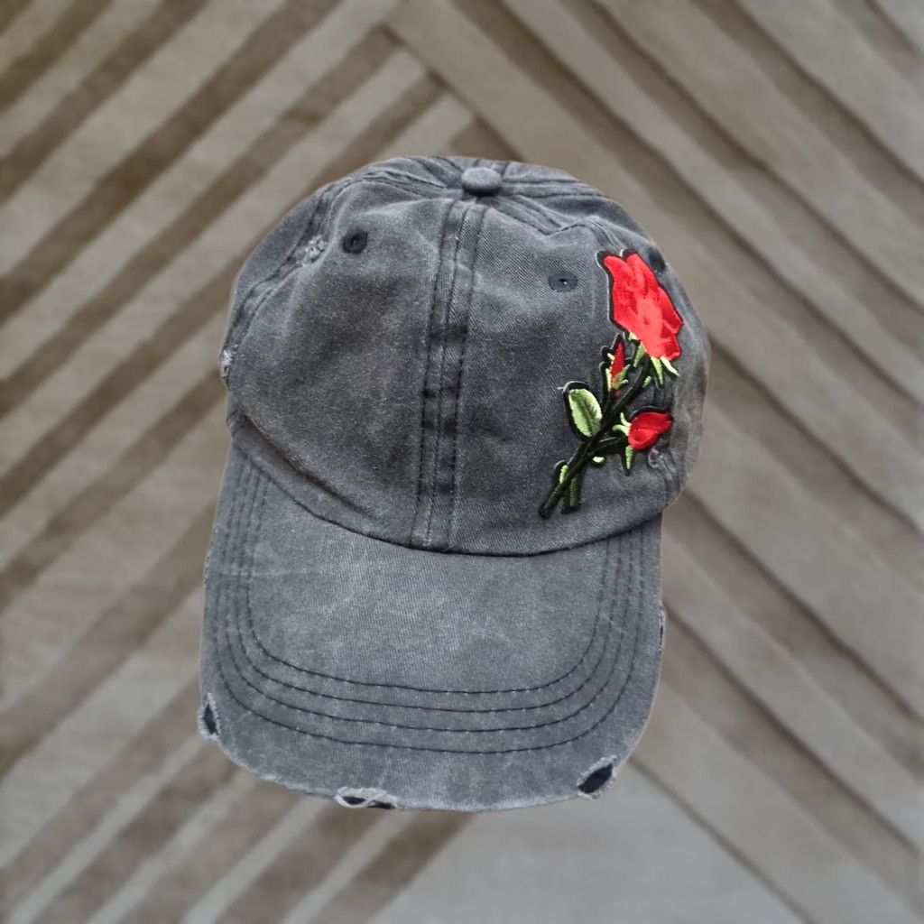 Vintage David And Young Rose Floral Denim Baseball Hat Adjustable Women's Blue Cap Size ONE SIZE - 1 Thumbnail
