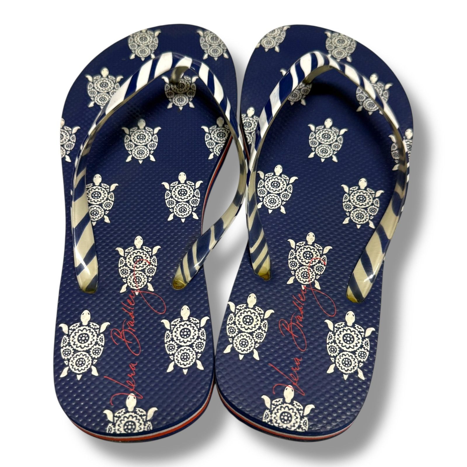Vera Bradley Vera Bradley Turtles Flip Flops Red White Blue Stripes 7 8 M Size US 7 / IT 37 - 2 Thumbnail