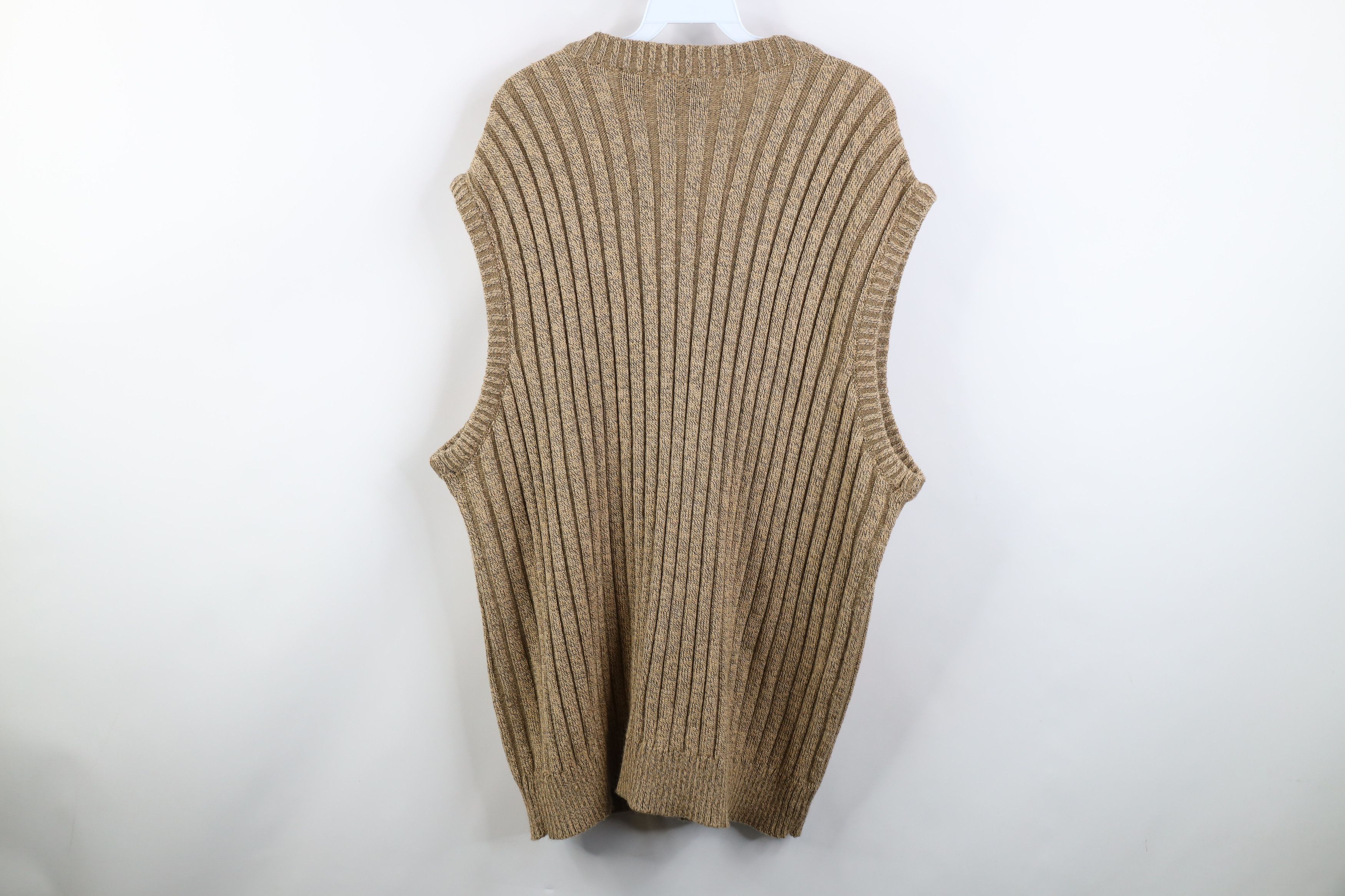 Vintage Vintage 90s Streetwear Chunky Ribbed Knit Sweater Vest Beige Size US XXL / EU 58 / 5 - 8 Thumbnail