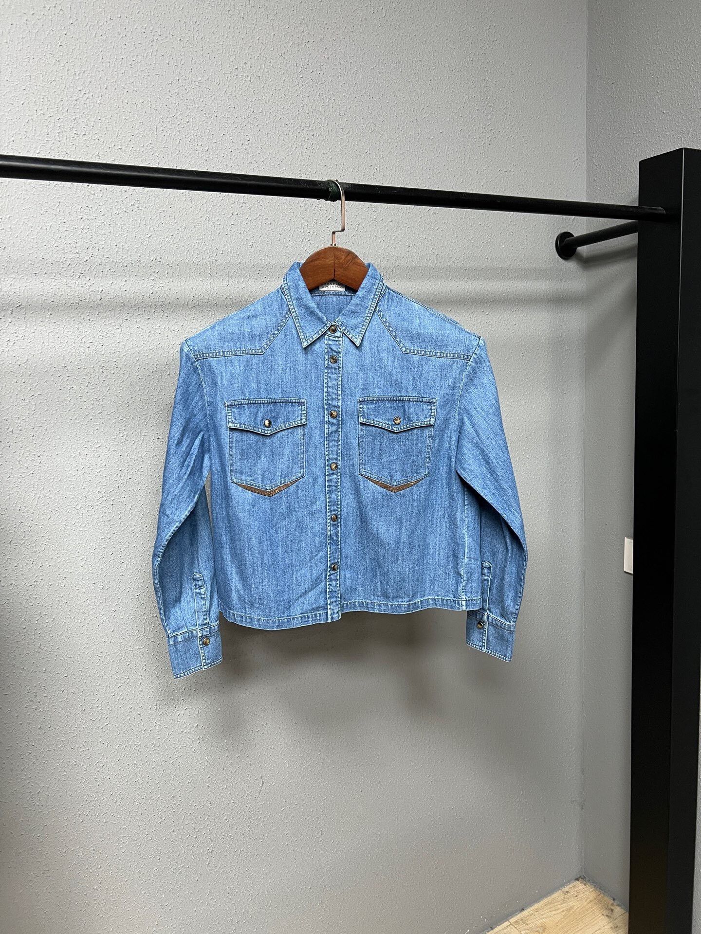 Brunello Cucinelli Beaded Denim Shirt