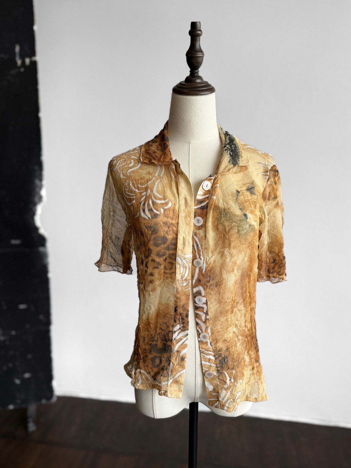 Sportalm Kitzbuhel Sportalm Blouse Brown Print Short Sleeve Austria Luxury Size S / US 4 / IT 40 - 1 Thumbnail