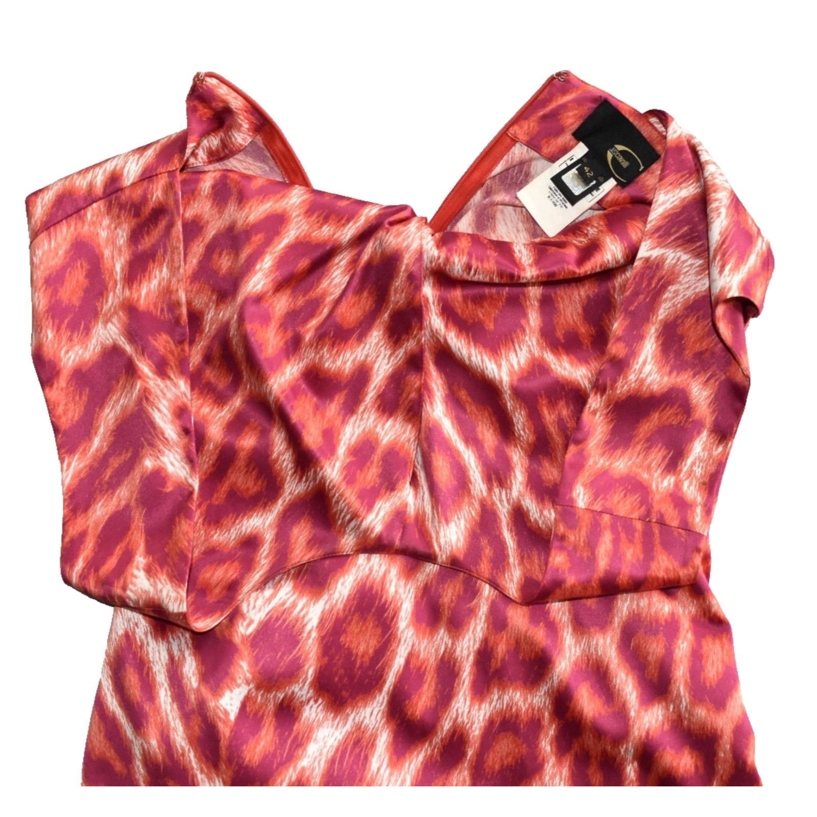 Just Cavalli JUST CAVALLI Red Leopard Signature Satin Fit Flare Dress 42 Size M / US 6-8 / IT 42-44 - 5 Thumbnail