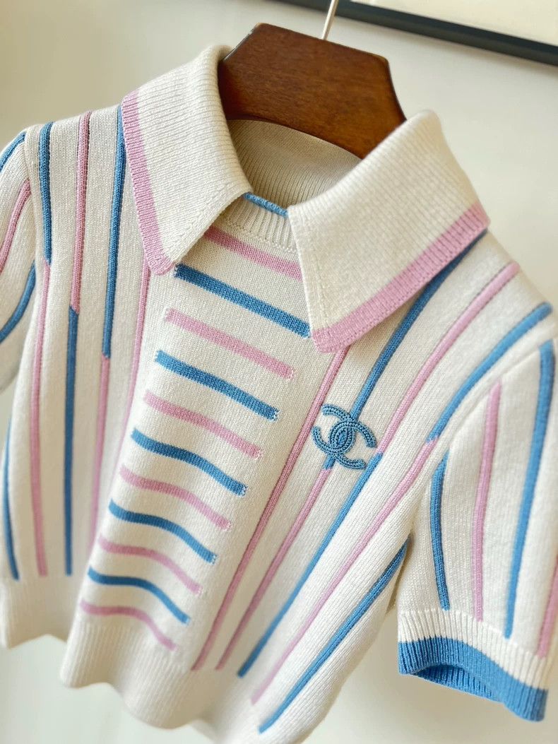 Chanel Chanel Beige striped logo embroidered cashmere lapel short Size XXS / US 00 / IT 34 - 3 Thumbnail
