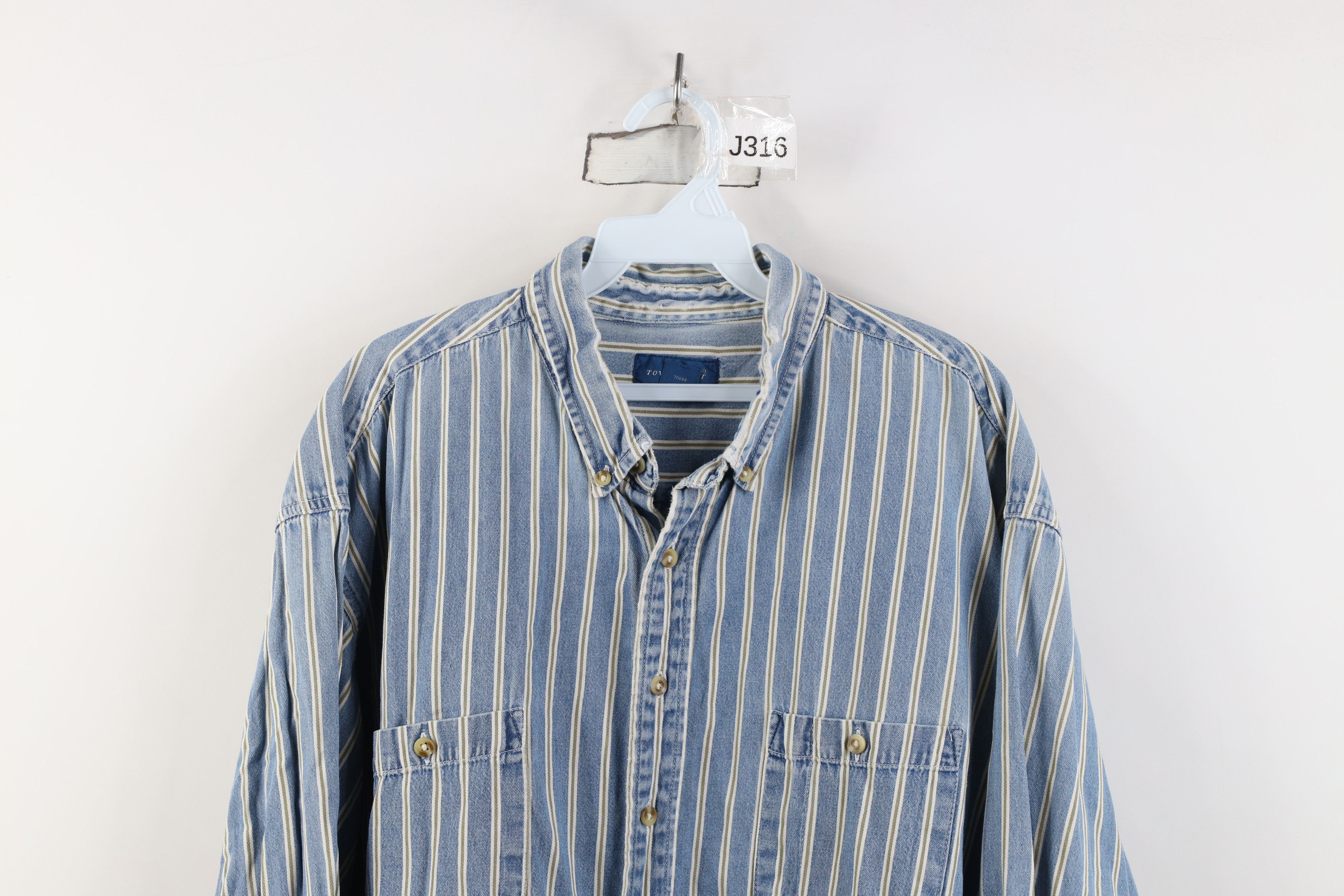 Vintage Vintage 90s Streetwear Denim Collared Button Down Shirt Size US XL / EU 56 / 4 - 2 Thumbnail