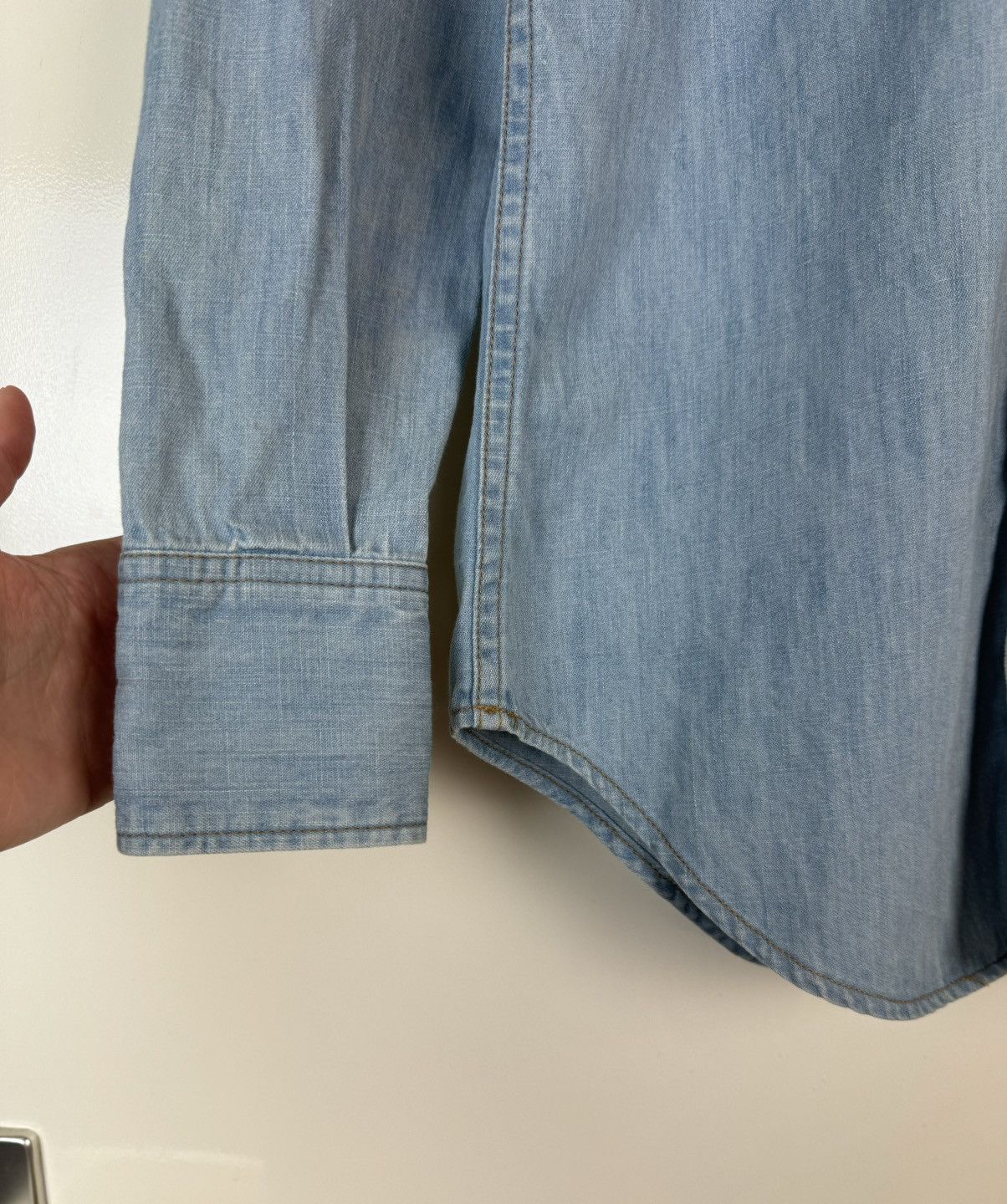 Saint Laurent Paris SAINT LAURENT Denim Light Blue Button Shirt Western Cowboy Size XS / US 0-2 / IT 36-38 - 4 Thumbnail