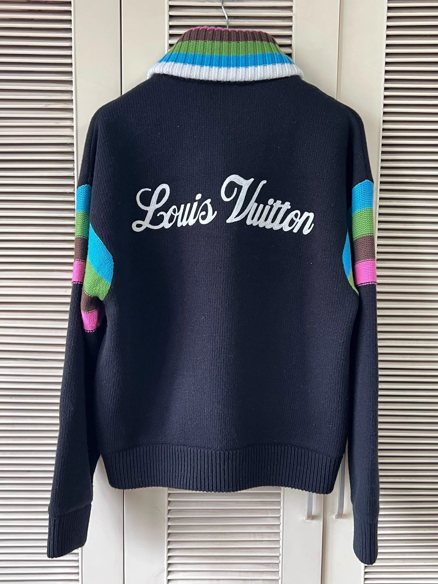 Louis Vuitton LV x Tyler knit jkt blk rainbow trim cuffs neck embroidered Size US S / EU 44-46 / 1 - 2 Thumbnail