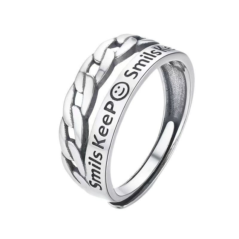 Jewelry Keep Smile Vibe Jewelry Rings Open Chrome Ring (Size 7-13) Size ONE SIZE - 3 Thumbnail