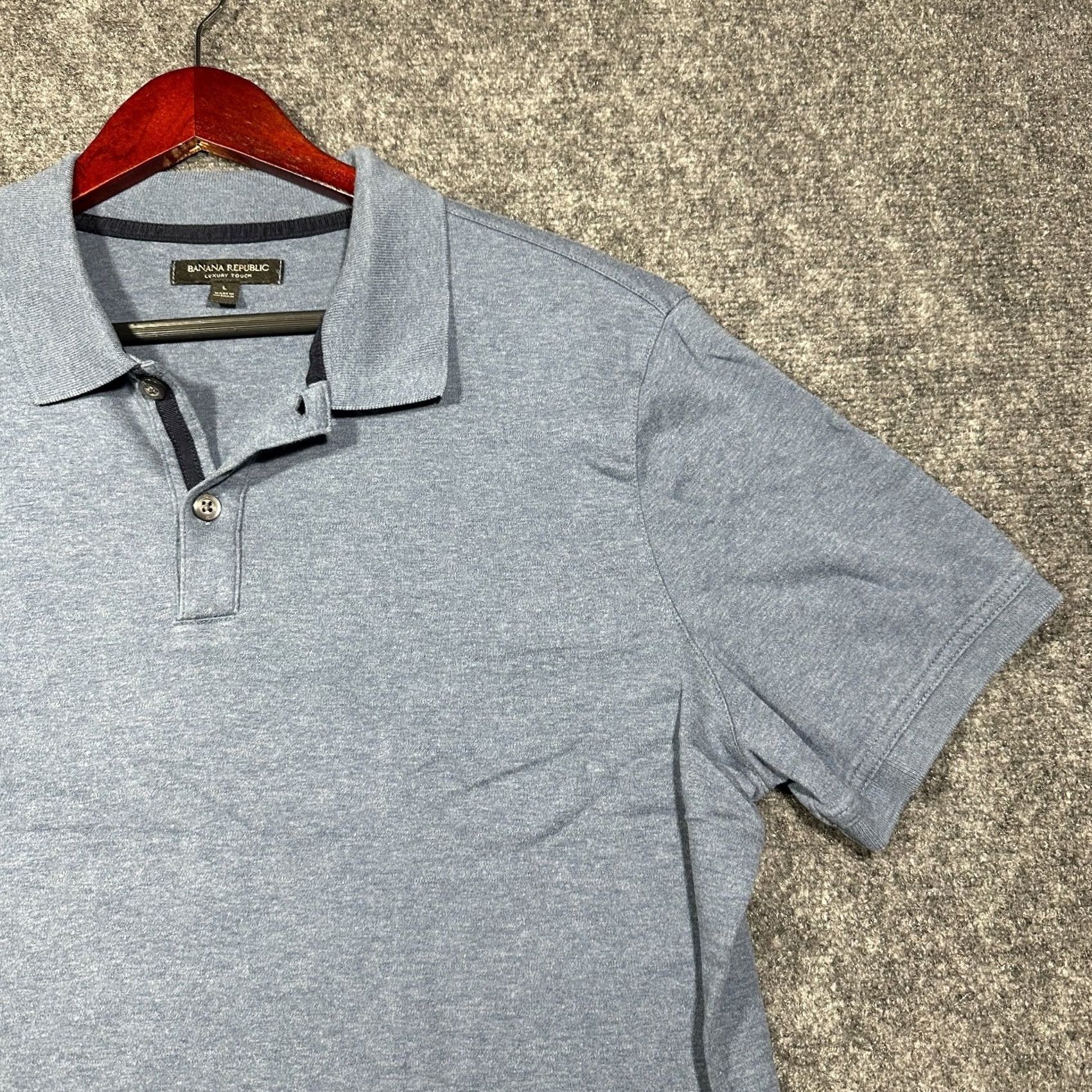 Banana Republic Banana Republic Polo Shirt Mens Large Luxury Touch Blue Cotton Short Sleeve Polo Size US L / EU 52-54 / 3 - 3 Thumbnail