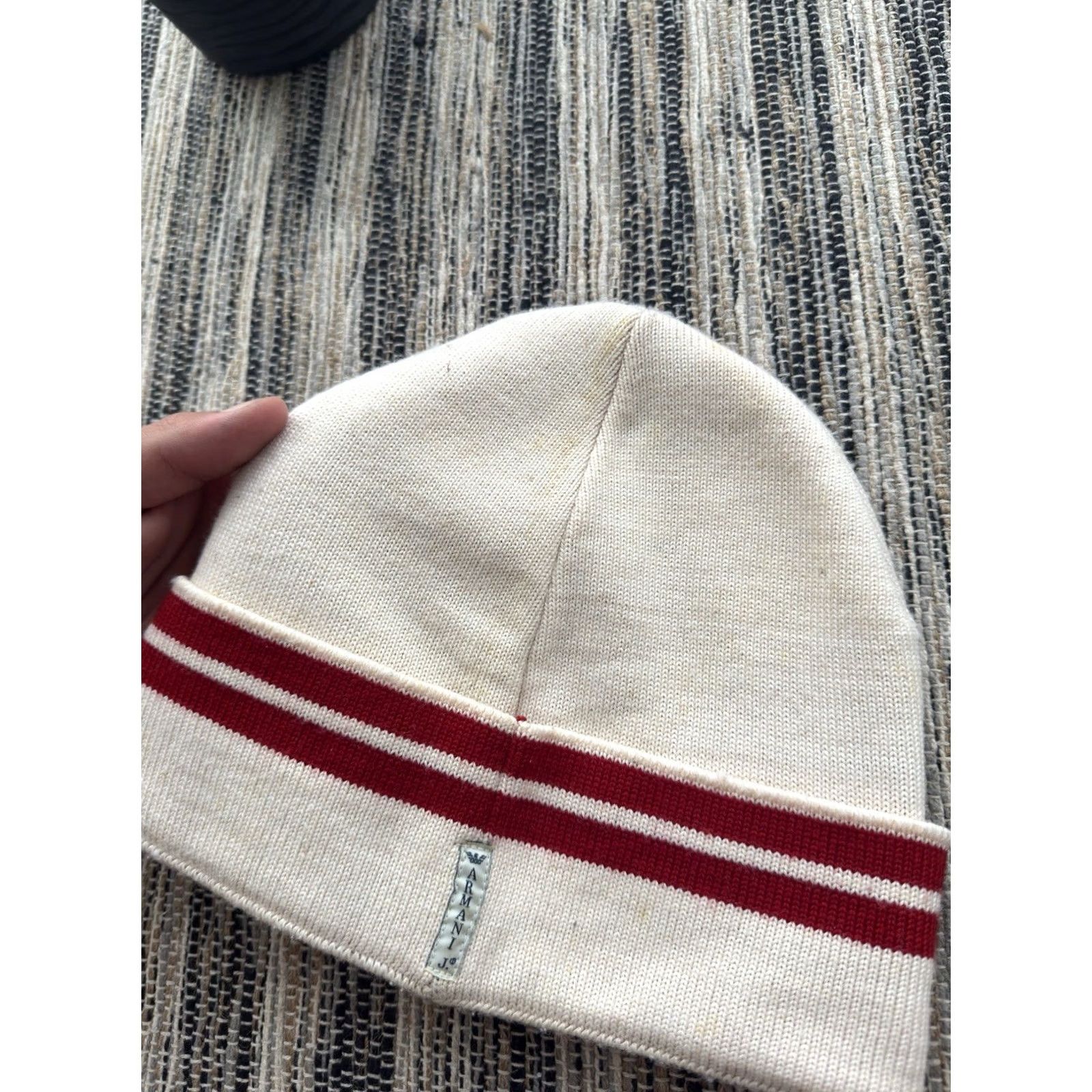 Vintage VINTAGE Armani Jeans Beanie Hat One Size Mens White 90s Retro Designer Streetwear Classic Big Logo Size US 35 - 6 Thumbnail