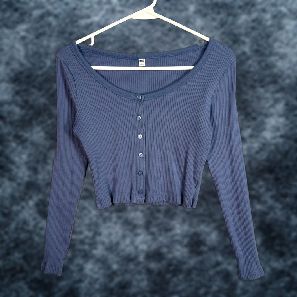Uniqlo Uniqlo Sweater Cardigan Ribbed Knit Button-Up Small Blue Womens Size S / US 4 / IT 40 - 1 Thumbnail