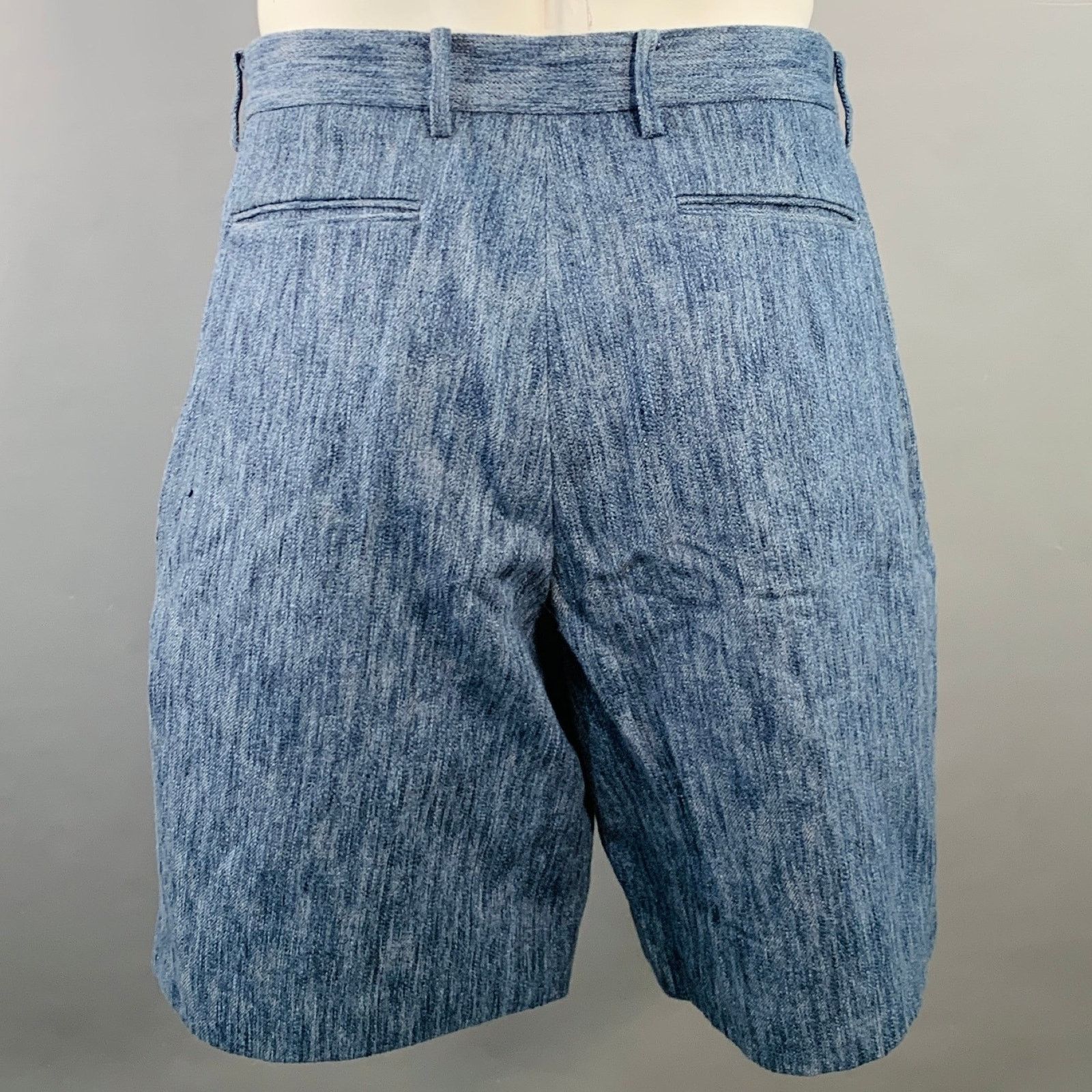 Tomorrowland TOMORROWLAND Indigo Cotton Slubby Twill Button Fly Shorts Size US 36 / EU 52 - 3 Thumbnail