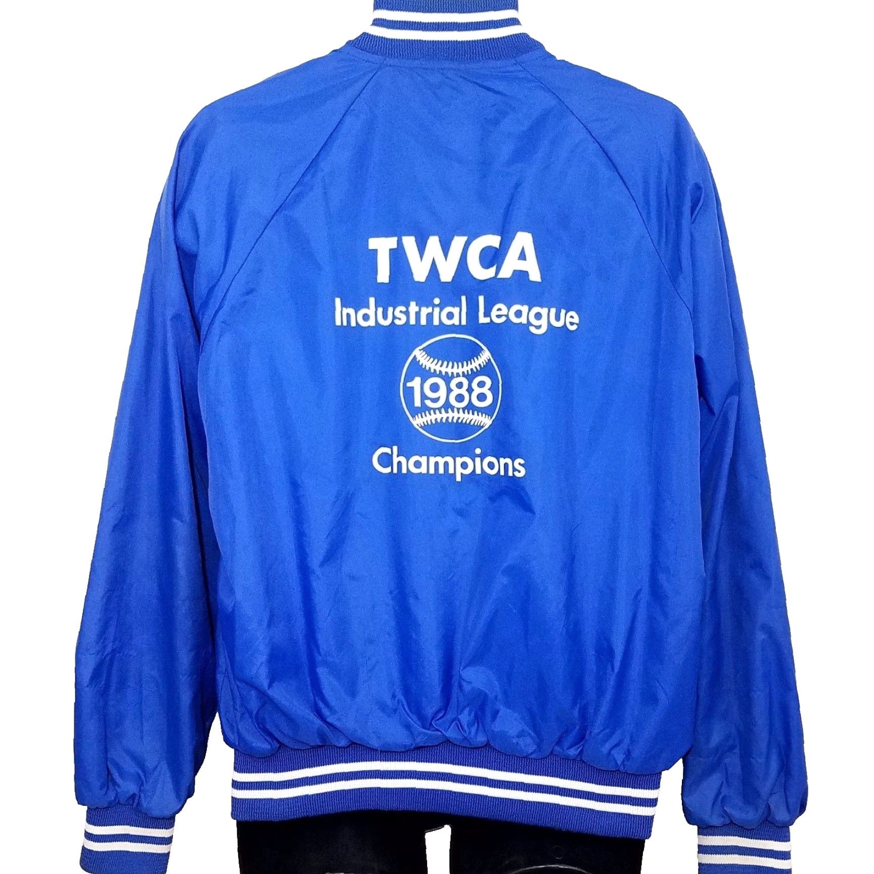 Vintage VINTAGE Baseball Satin Bomber Jacket Mens Size Large 80s 1988 TWCA Made In USA Blue Nike? Size US L / EU 52-54 / 3 - 2 Thumbnail