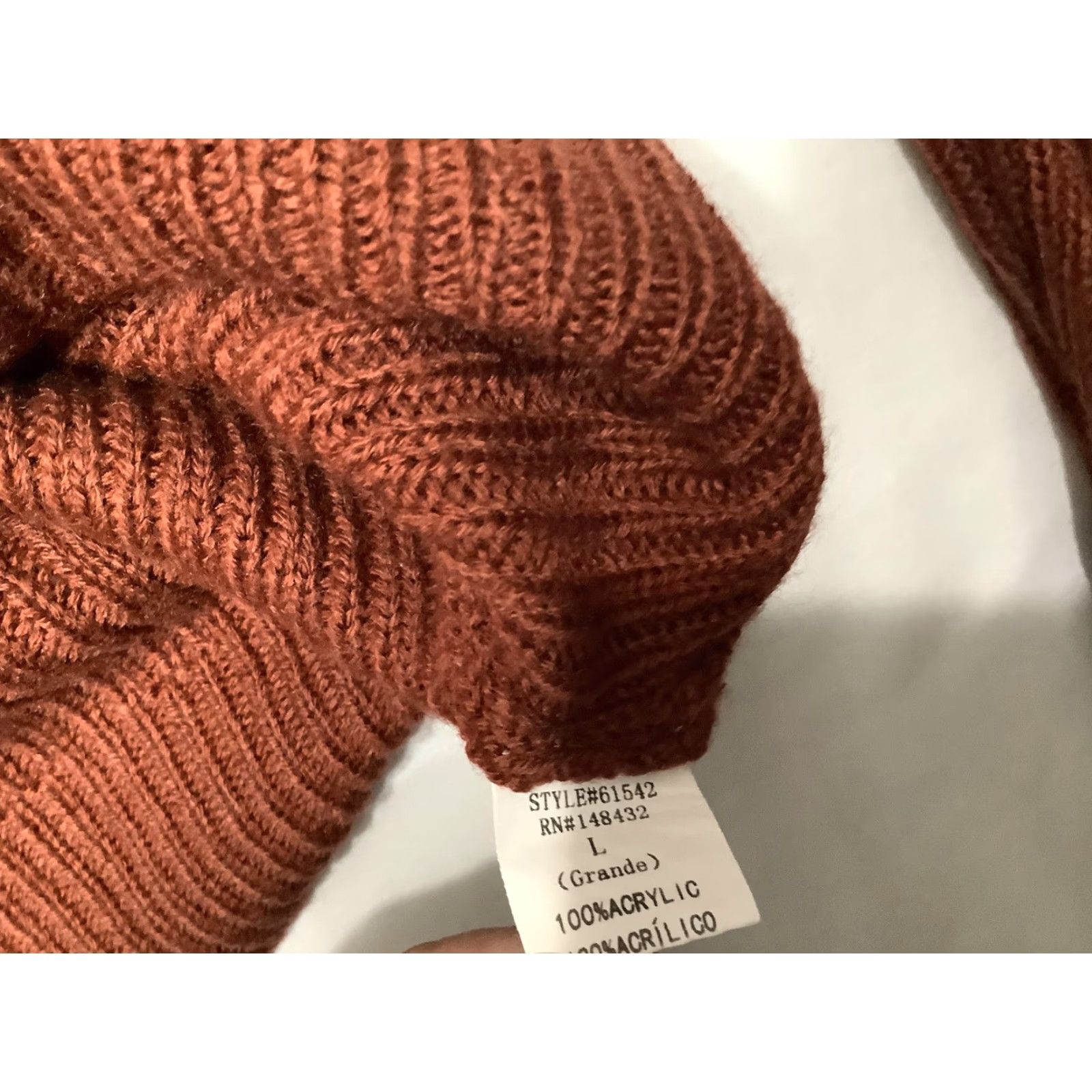 Vintage Becool Sweater Womens Large Brown Ribbed Knit Stretch Crew Neck Pullover Soft Size L / US 10 / IT 46 - 3 Thumbnail