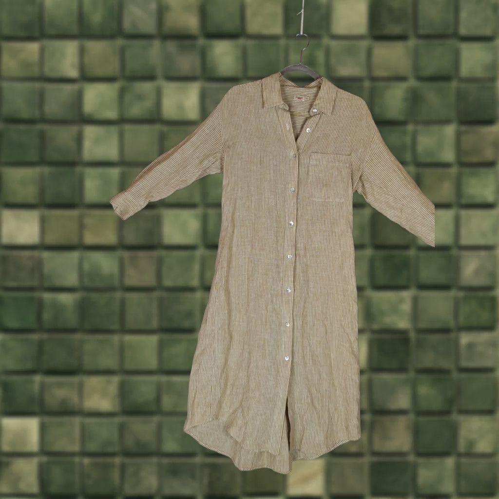 Faherty VINTAGE Faherty Laguna Linen Maxi Dress XS Golden Sun Stripe Coastal Preppy Resortwear Size XS / US 0-2 / IT 36-38 - 1 Thumbnail