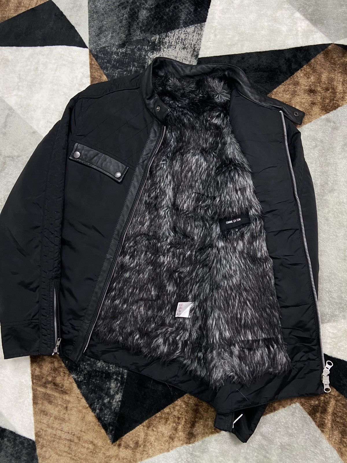 Comme Ca Ism × If Six Was Nine × Japanese Brand Comme Ca Ism Quilted Biker Jacket w/ Faux Fur & Leather Trim Size US M / EU 48-50 / 2 - 6 Thumbnail